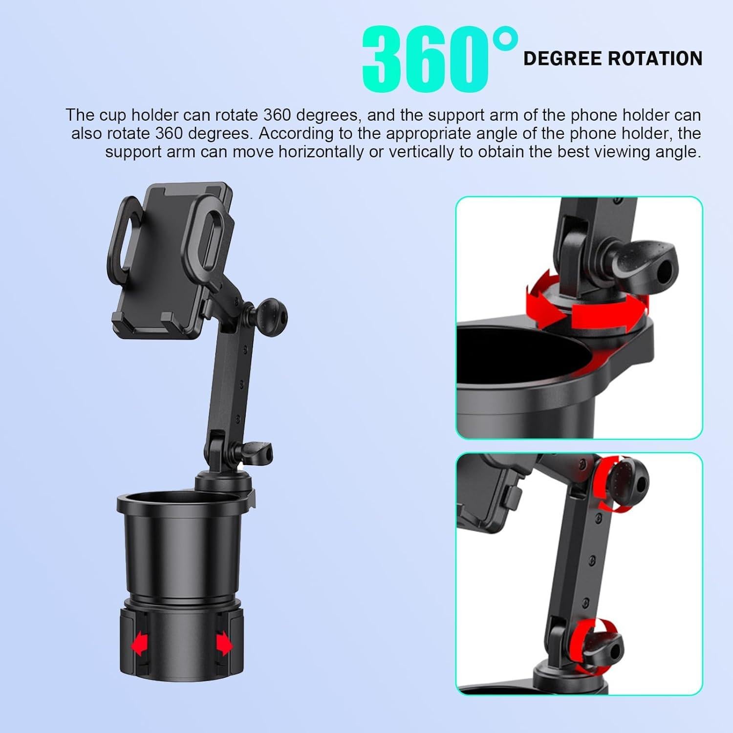 Soporte 2 en 1 para Teléfono y Taza GRANDI Ajustable Negro