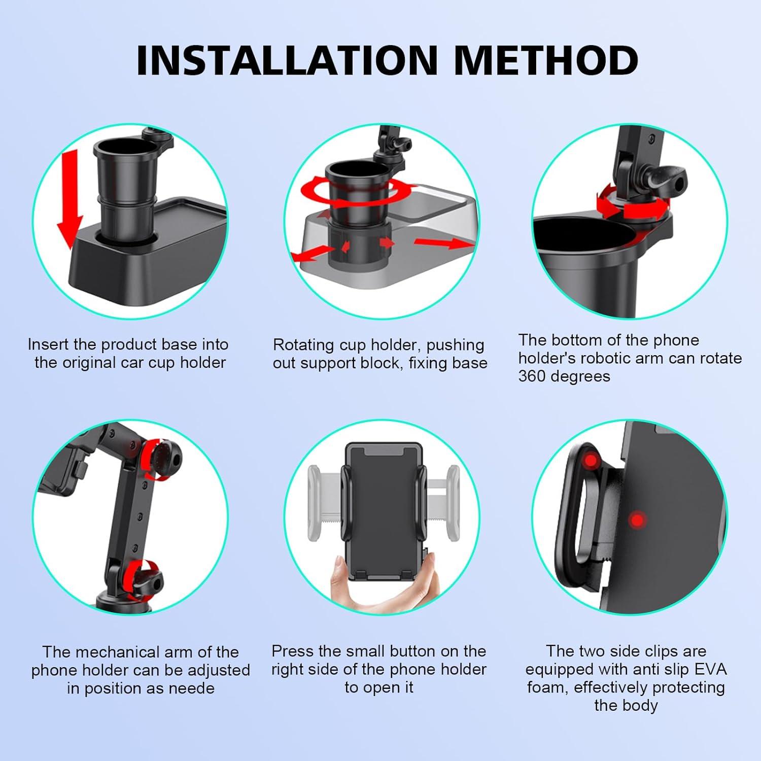 Soporte 2 en 1 para Teléfono y Taza GRANDI Ajustable Negro