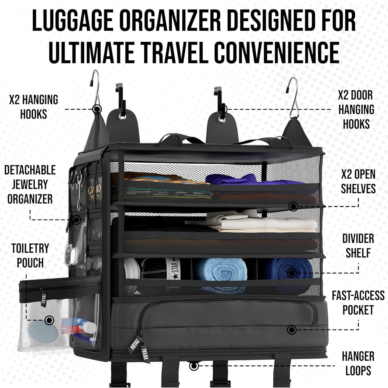 Organizador de Maleta Colgante Voyaj Negro 38x30x43 cm