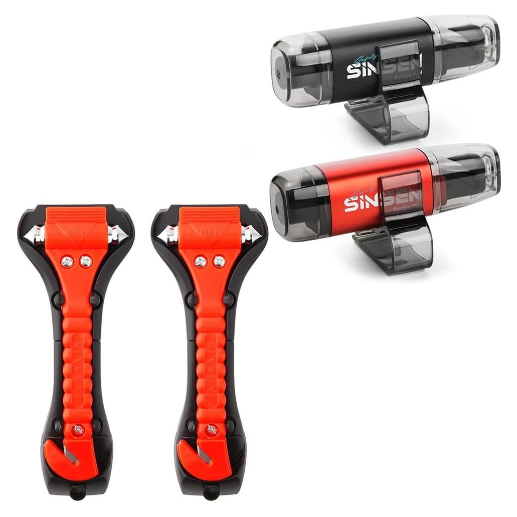 SINSEN Car Safety Hammer and Mini Window Breaker Seat Belt Cutter Tool, Portable Emergency Escape Tool