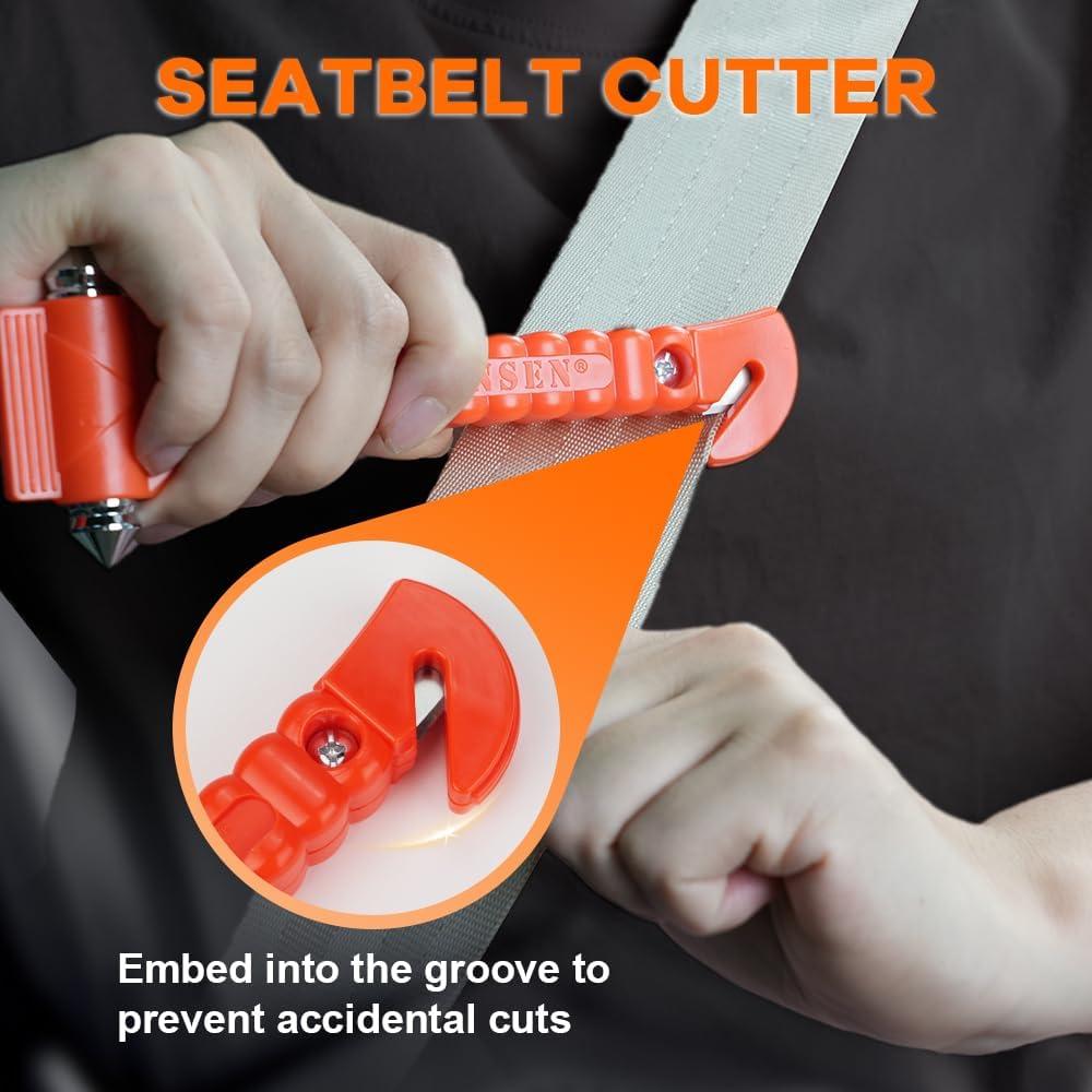 SINSEN Car Safety Hammer and Mini Window Breaker Seat Belt Cutter Tool, Portable Emergency Escape Tool