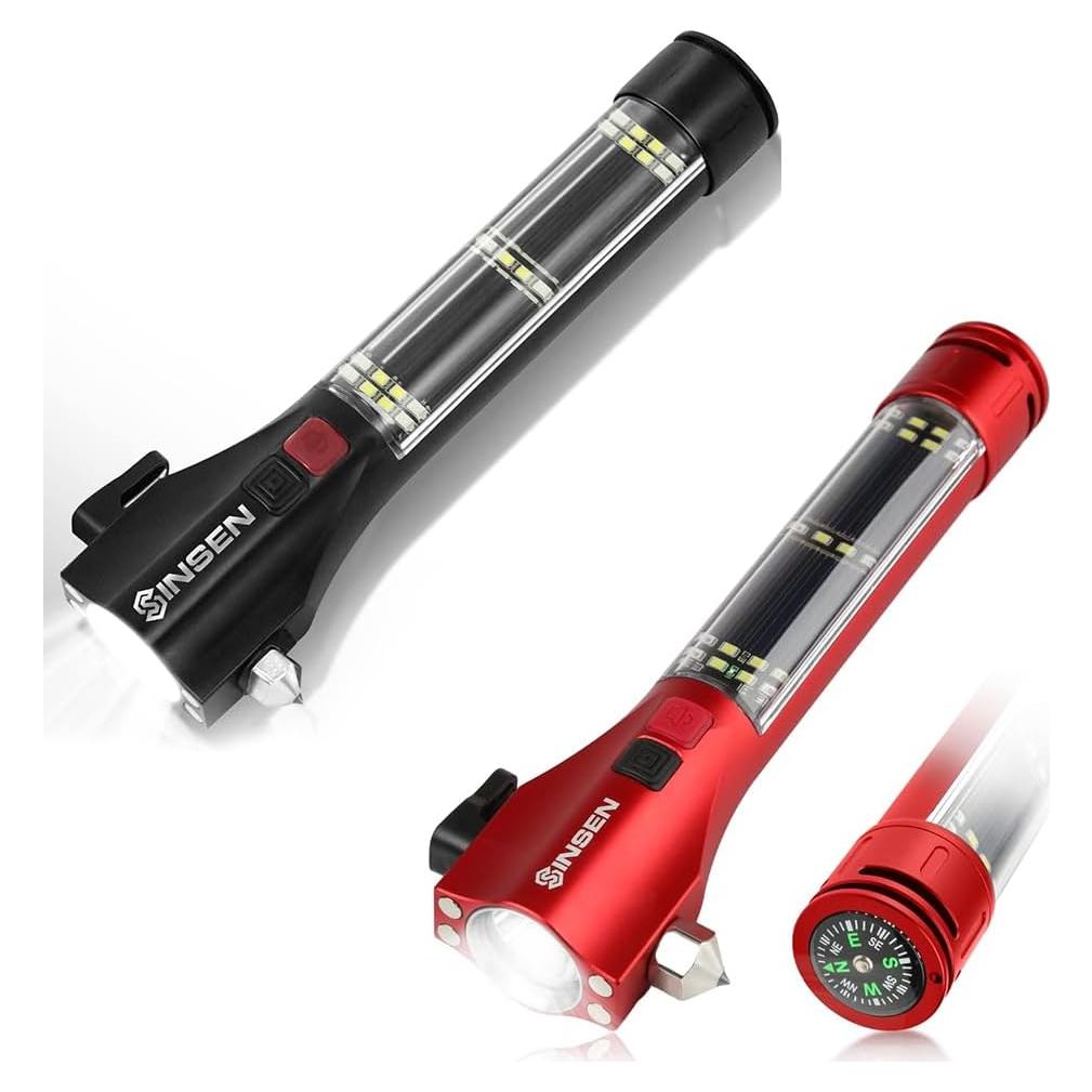 Martillo de Seguridad SINSEN para Automóvil con Rompedor de Ventanas y Cortador de Cinturón