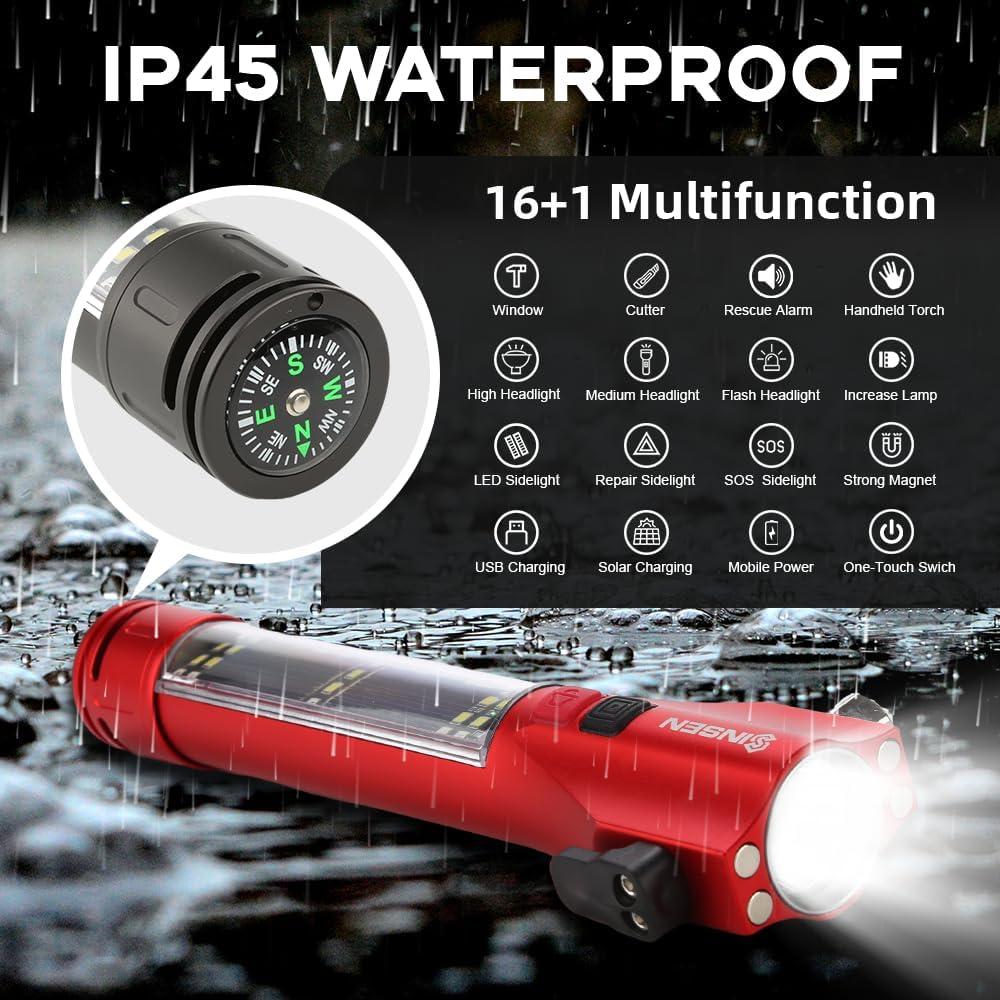 Martillo de Seguridad SINSEN para Automóvil con Rompedor de Ventanas y Cortador de Cinturón