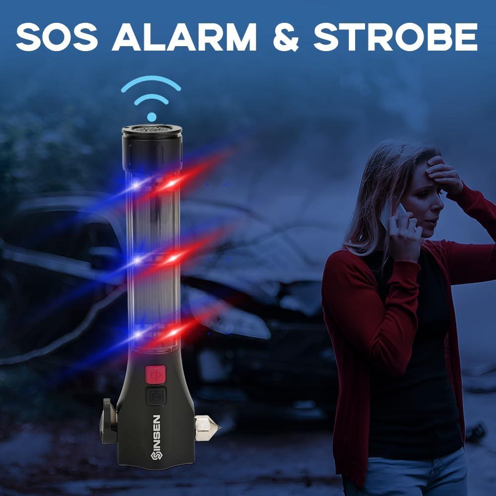 Martillo de Seguridad SINSEN para Automóvil con Rompedor de Ventanas y Cortador de Cinturón