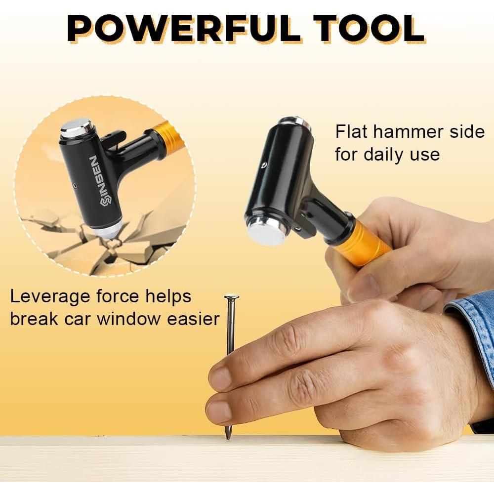SINSEN Window Breaker Seatbelt Cutter, Aluminum Safety Hammer to Break Glass