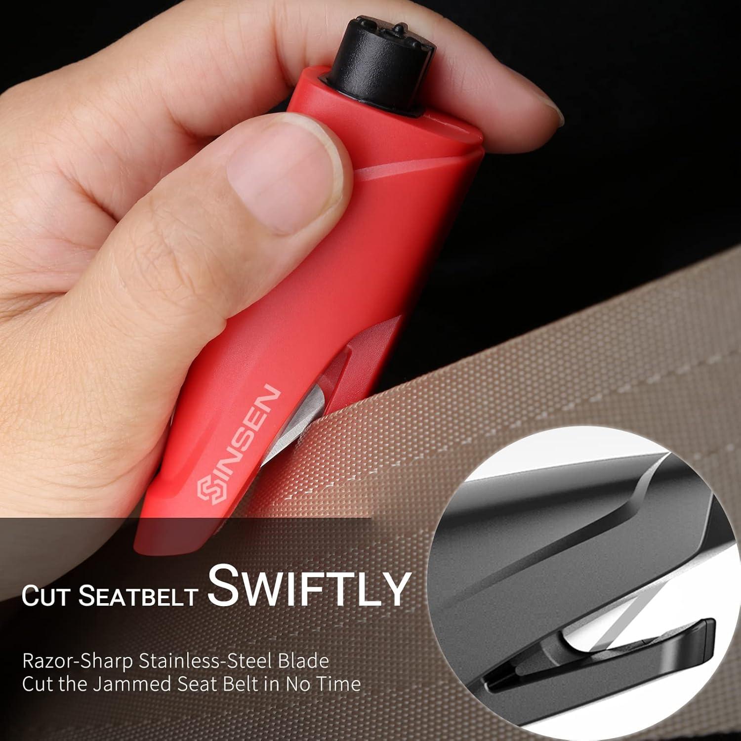 SINSEN Window Breaker Seatbelt Cutter, Aluminum Safety Hammer to Break Glass
