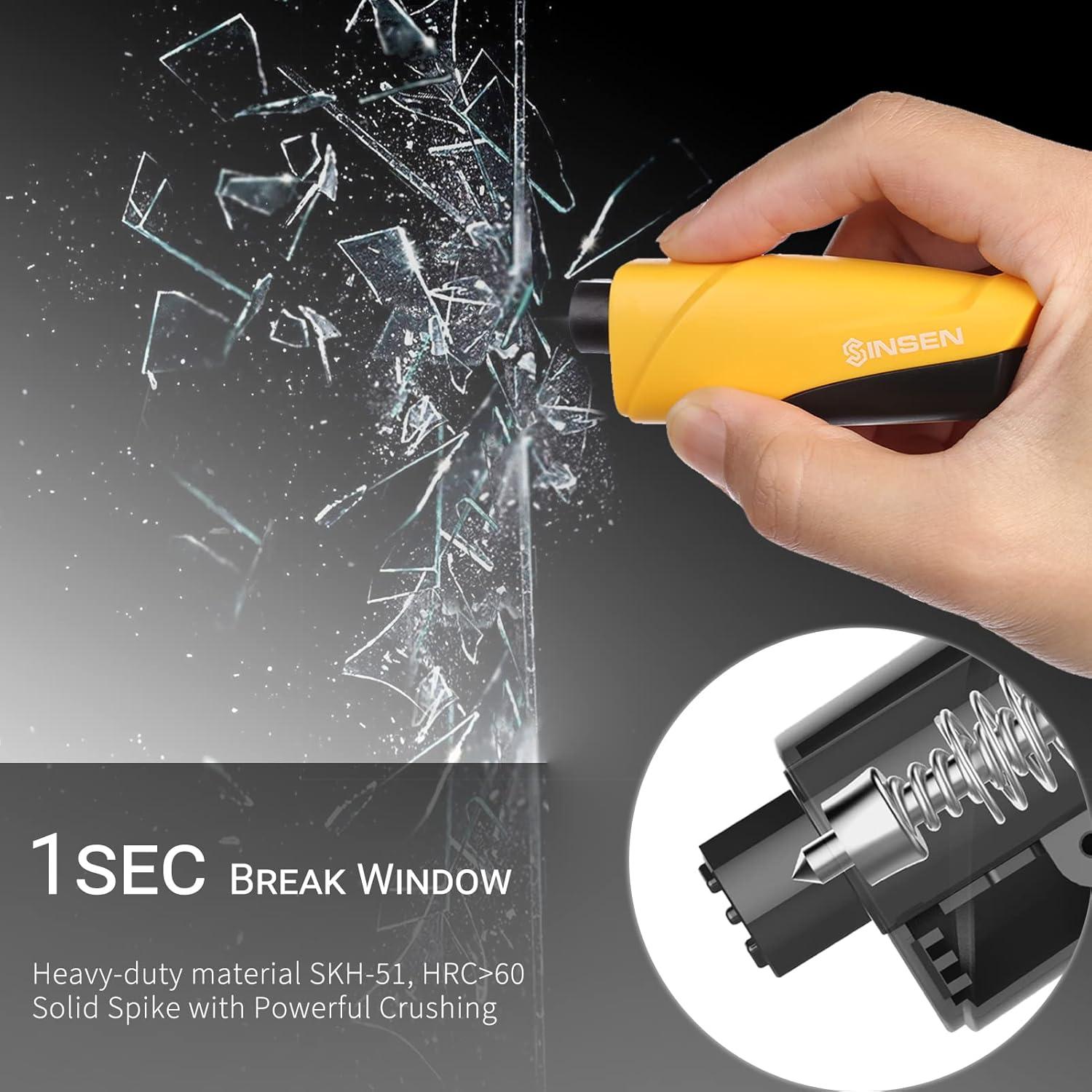 SINSEN Window Breaker Seatbelt Cutter, Aluminum Safety Hammer to Break Glass