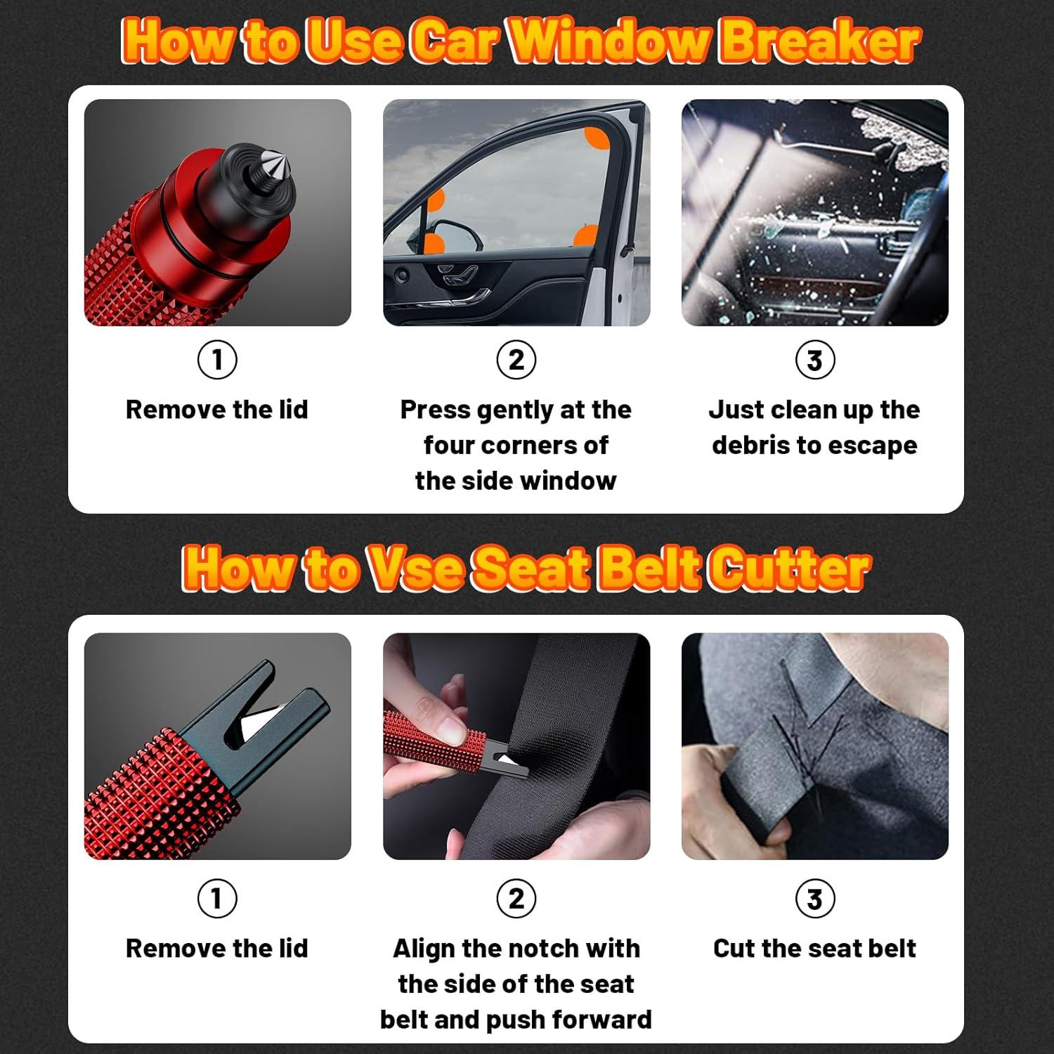 Martillo de Seguridad Smosun 2 en 1 Rompe Cristales y Cortador
