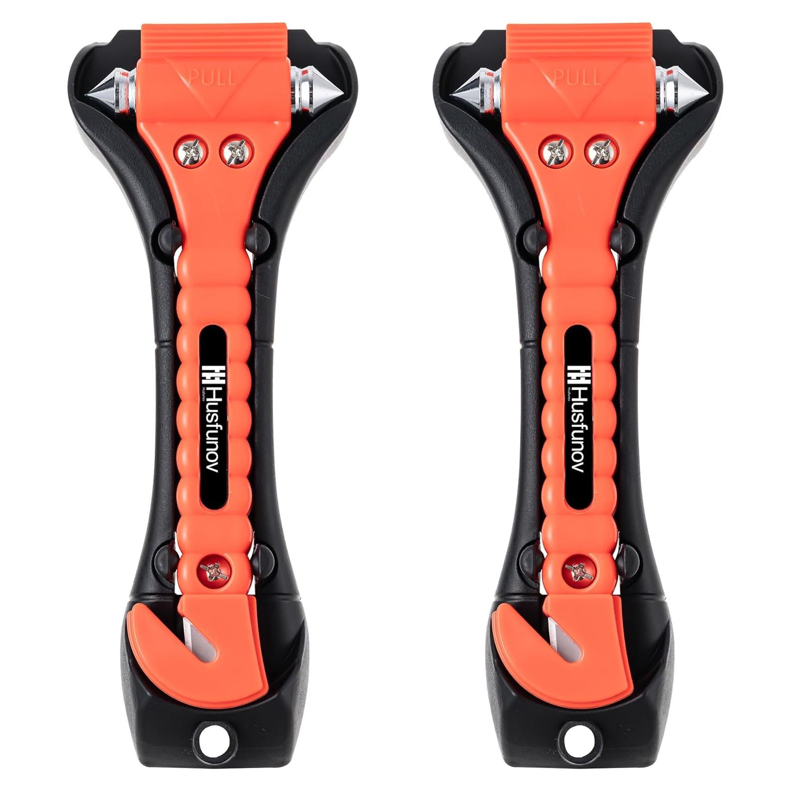 Martillo de Seguridad para Automóvil Husfunov 2-en-1 Naranja