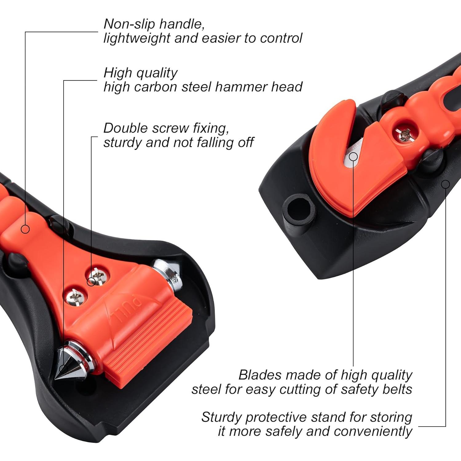 Martillo de Seguridad para Automóvil Husfunov 2-en-1 Naranja