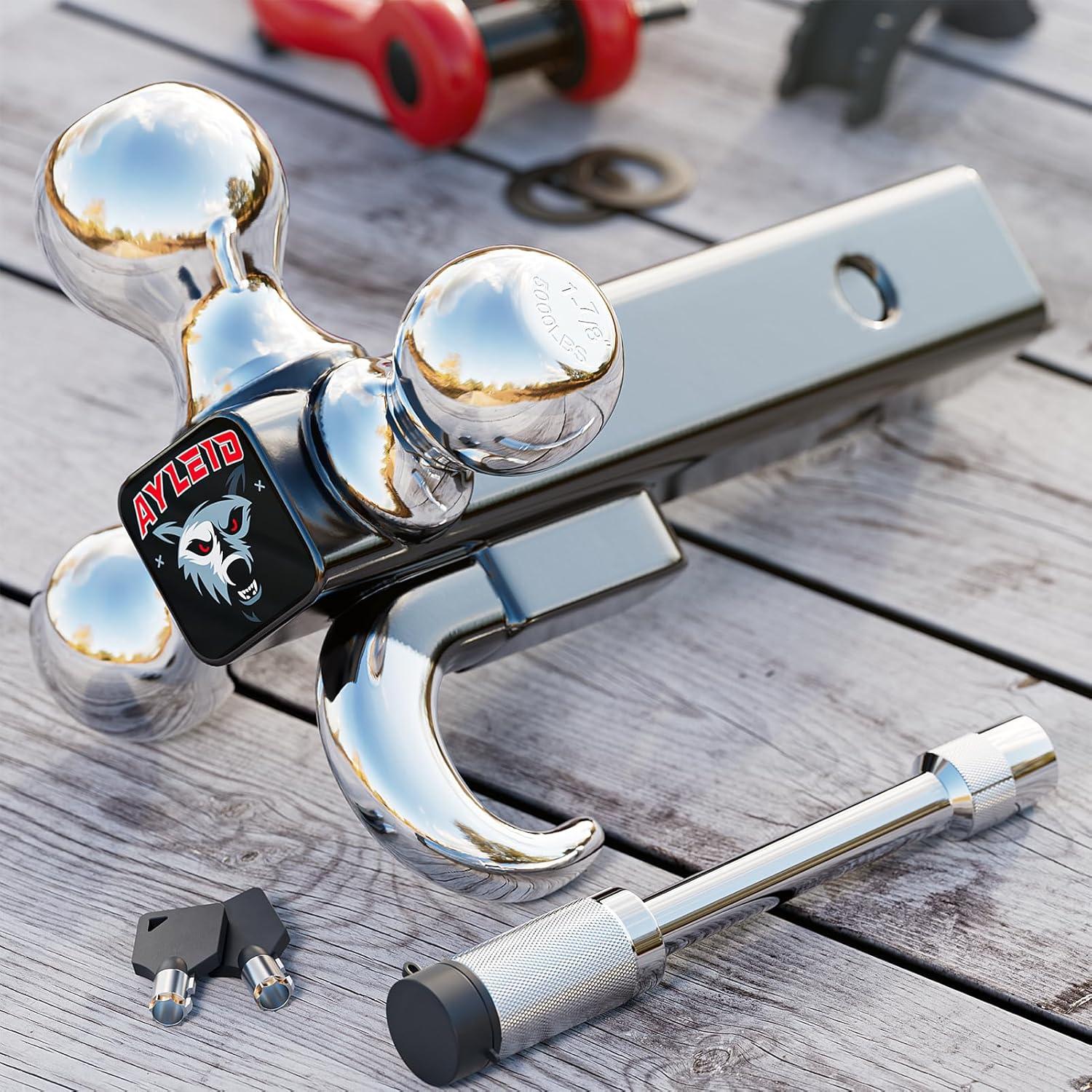 Enganche de Remolque Ayleid Tri-Ball con Pasador Antirrobo