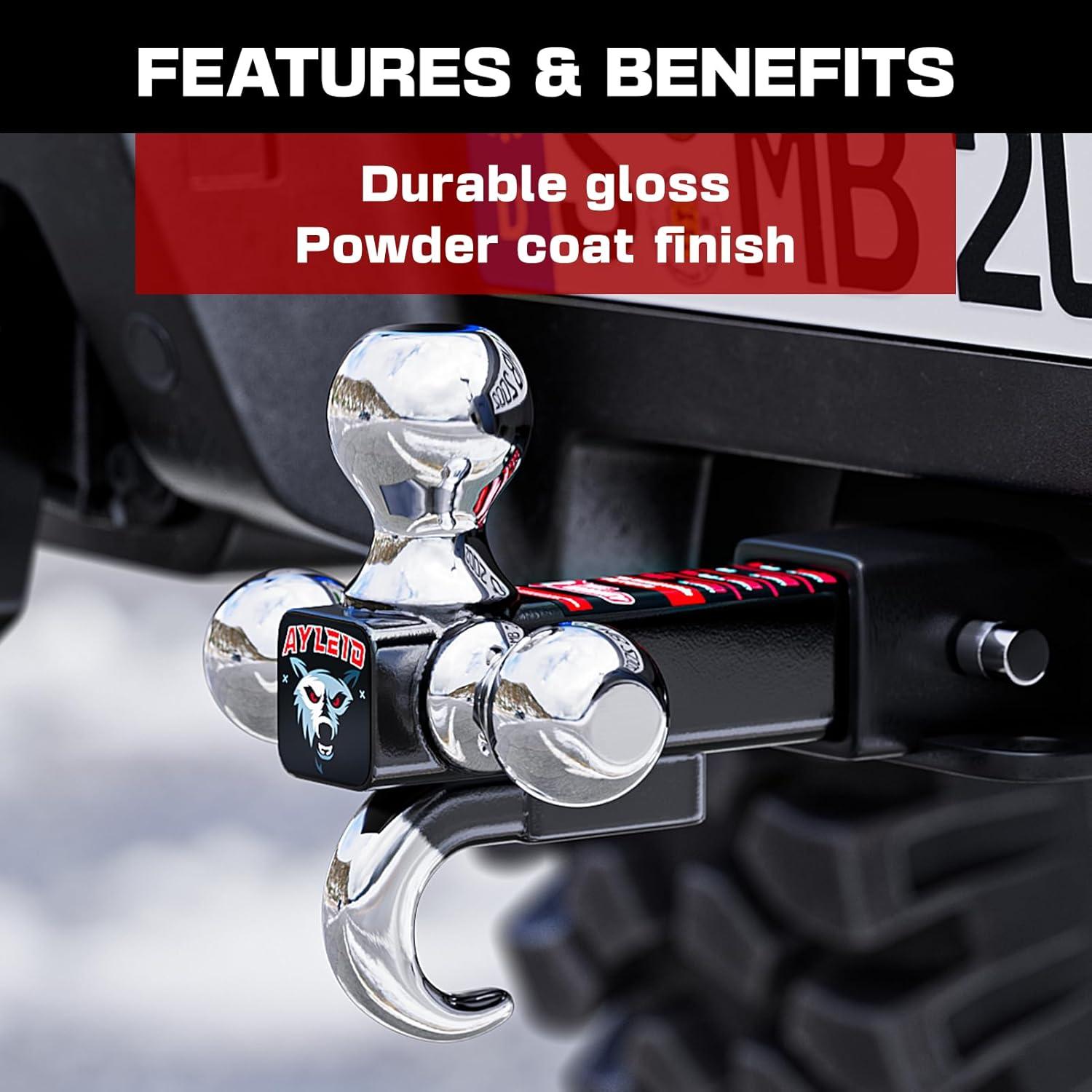 Enganche de Remolque Ayleid Tri-Ball con Pasador Antirrobo