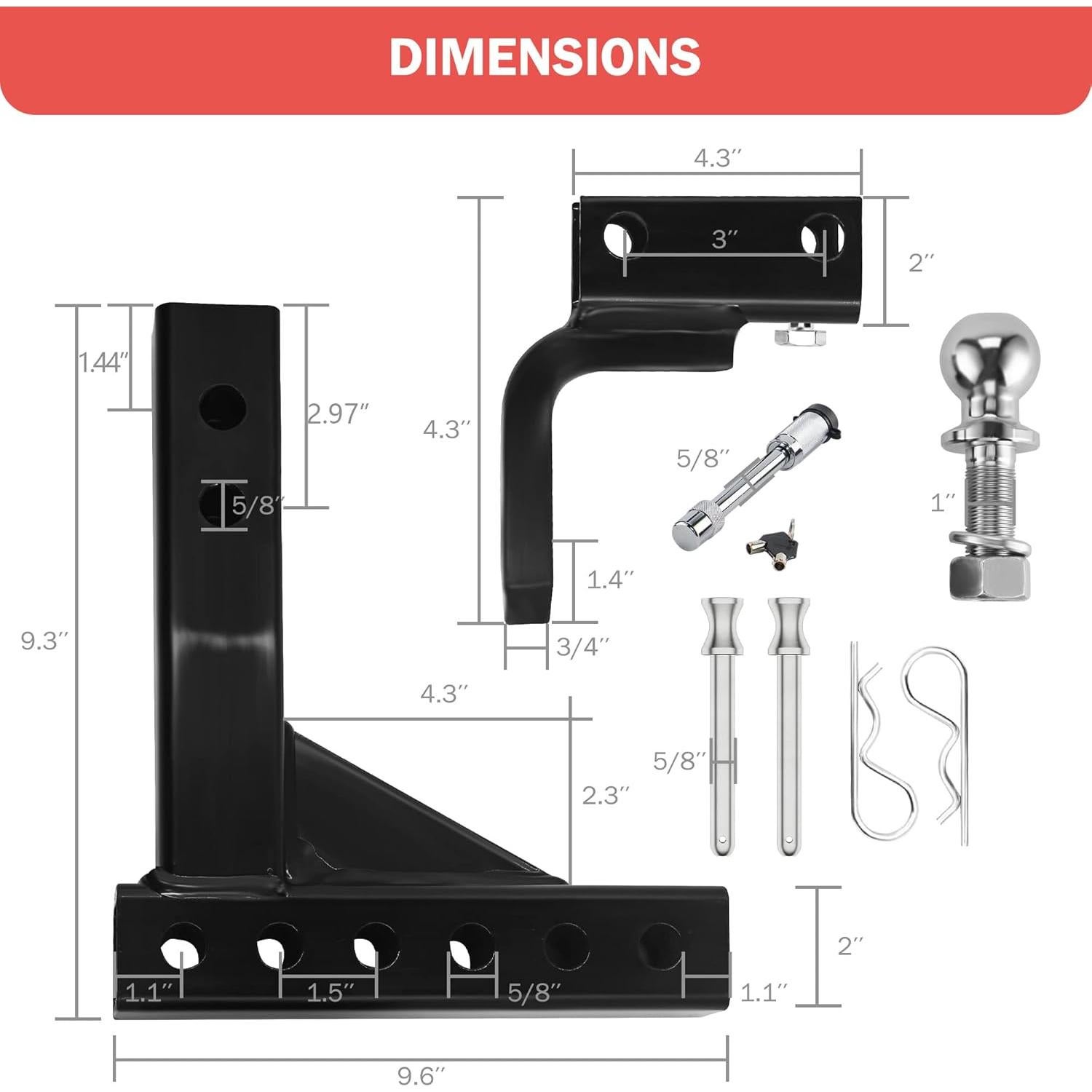 Soporte de Bola de Remolque Ajustable OPENROAD TH-003 3402.9kg