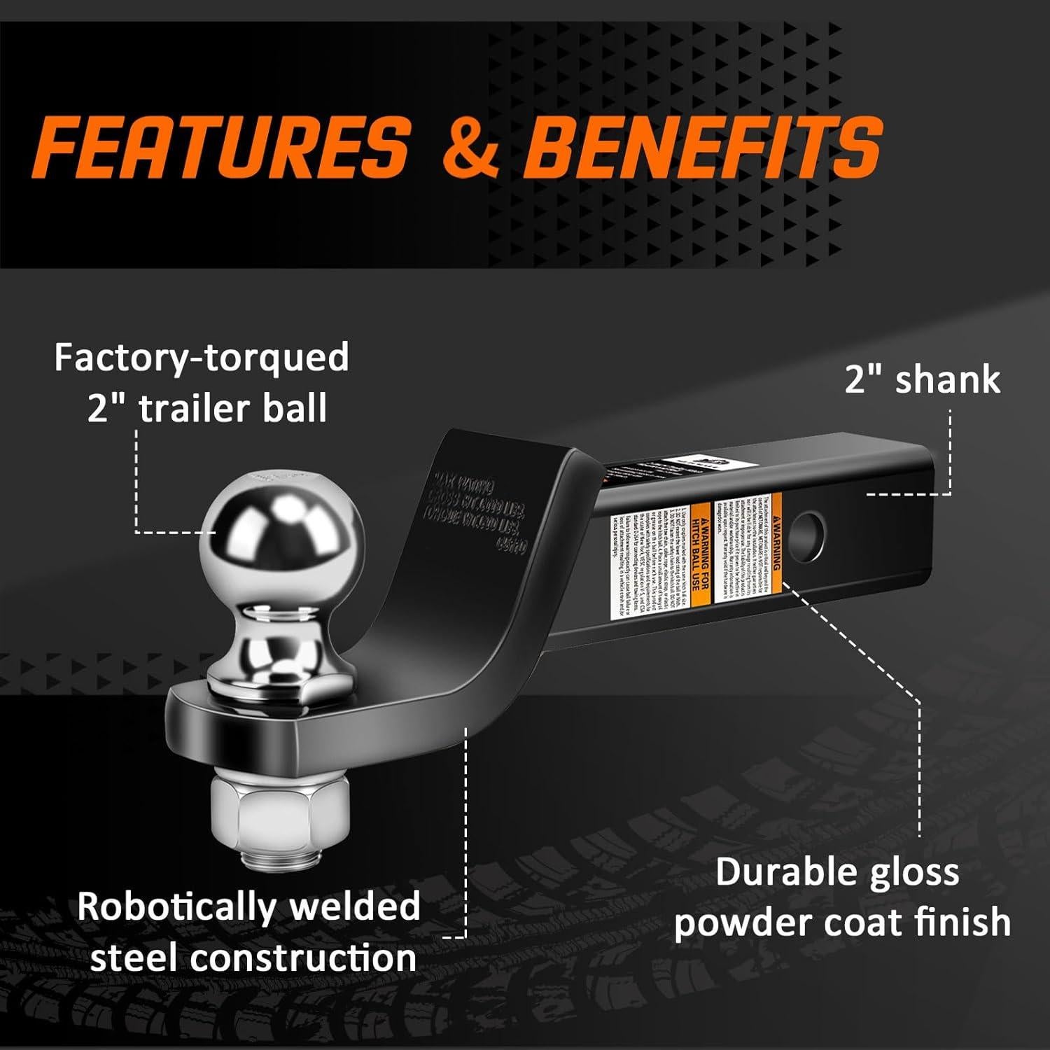 Soporte de bola de remolque METOWARE 2" (5.08 cm) 6000 lbs