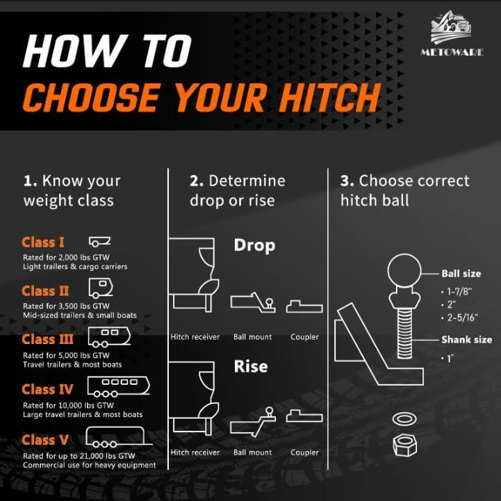 Soporte de bola de remolque METOWARE 2" (5.08 cm) 6000 lbs