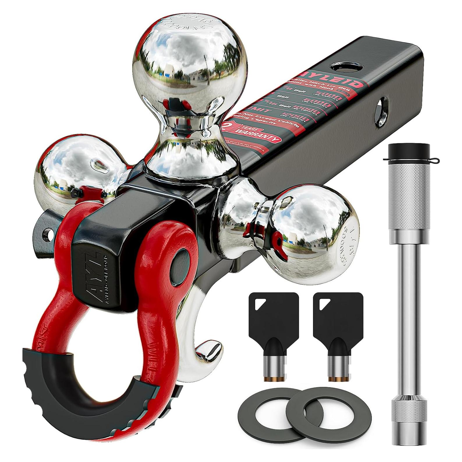 Enganche de Remolque Ayleid Tri-Bola 2" con Pasador Antirrobo