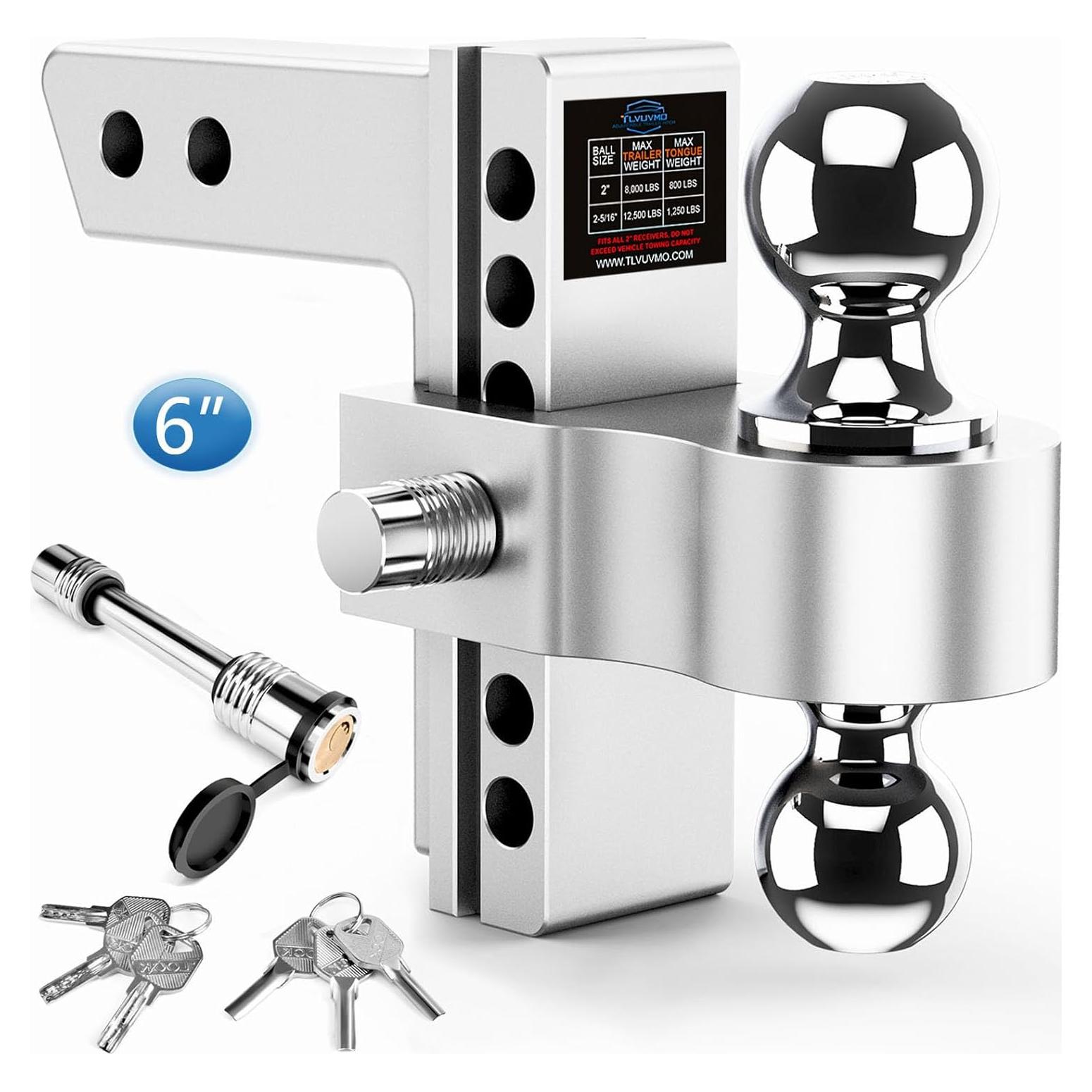 Enganche de Remolque Ajustable Tlvuvmo 12,500 LBS 6" Aluminio