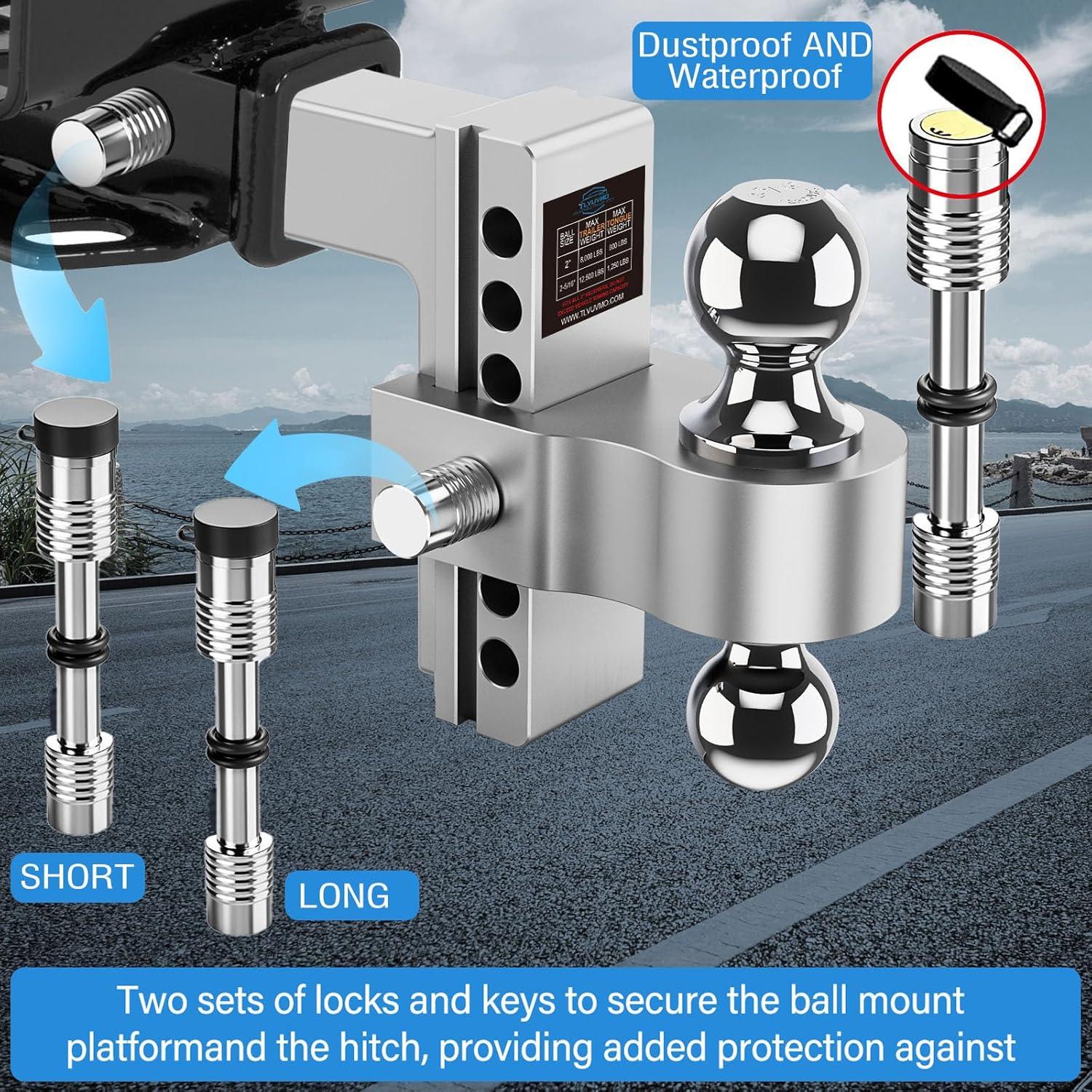 Enganche de Remolque Ajustable Tlvuvmo 12,500 LBS 6" Aluminio