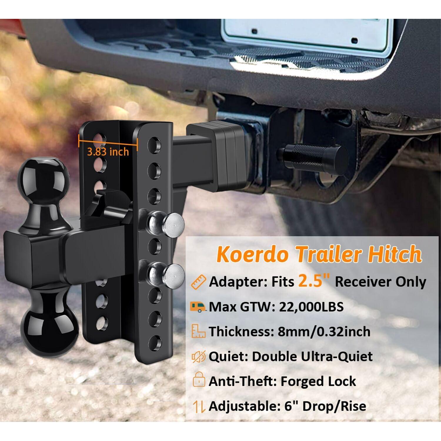 Enganche de Remolque Ajustable Koerdo 2.5" 6" Caída 22000 lbs
