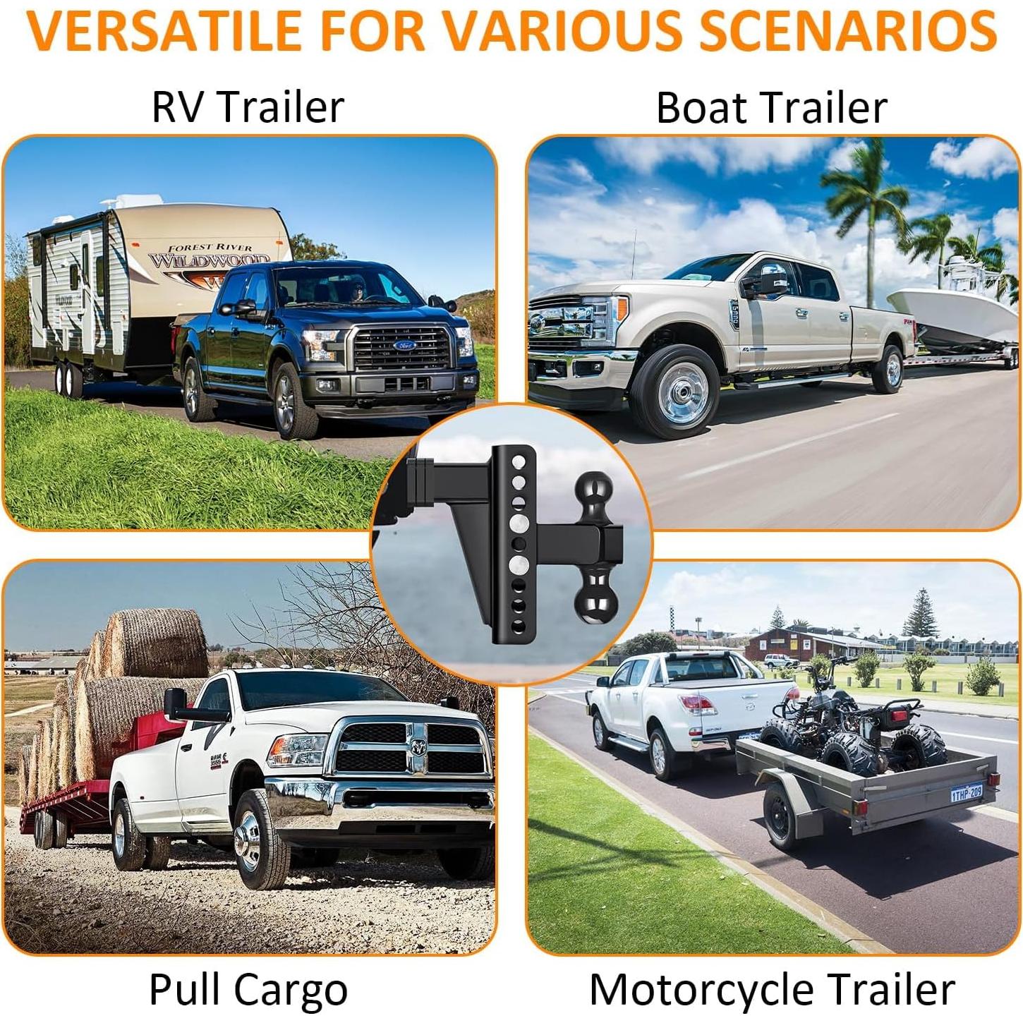 Enganche de Remolque Ajustable Koerdo 2.5" 6" Caída 22000 lbs