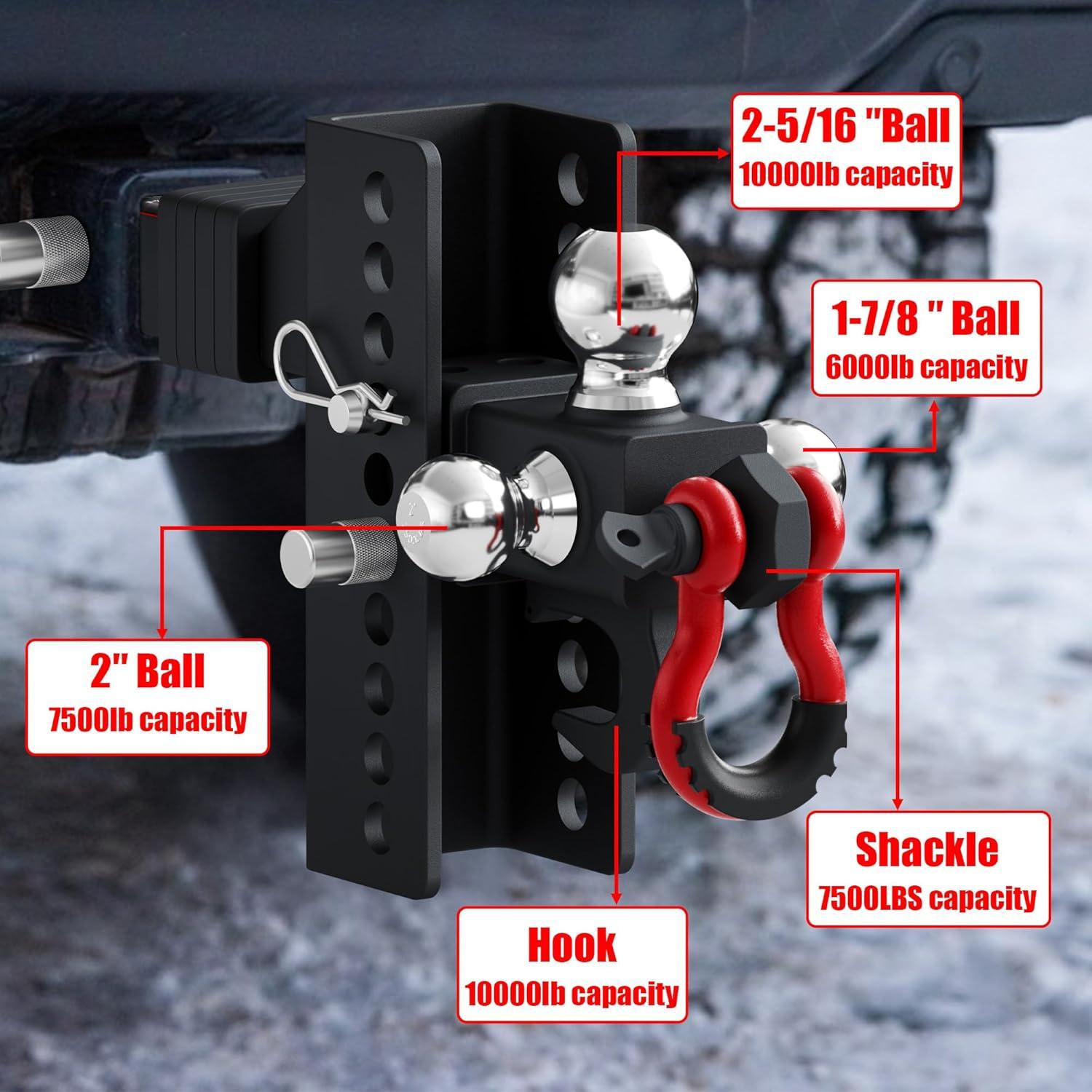 Enganche de Remolque Ajustable TYT Tri-Bola 13.88 kg