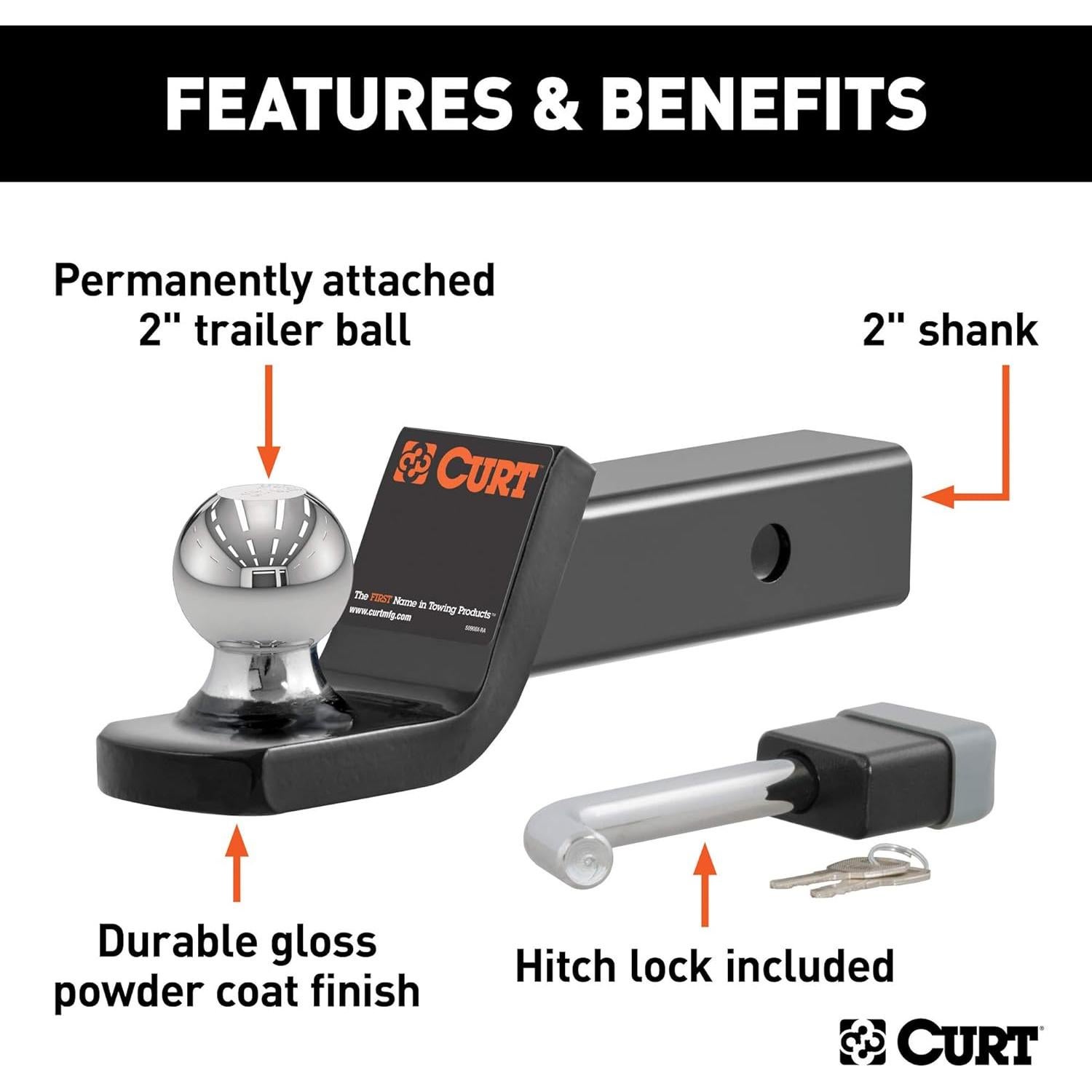 Soporte de Remolque CURT 45141 con Bola de 5 cm y Cerradura