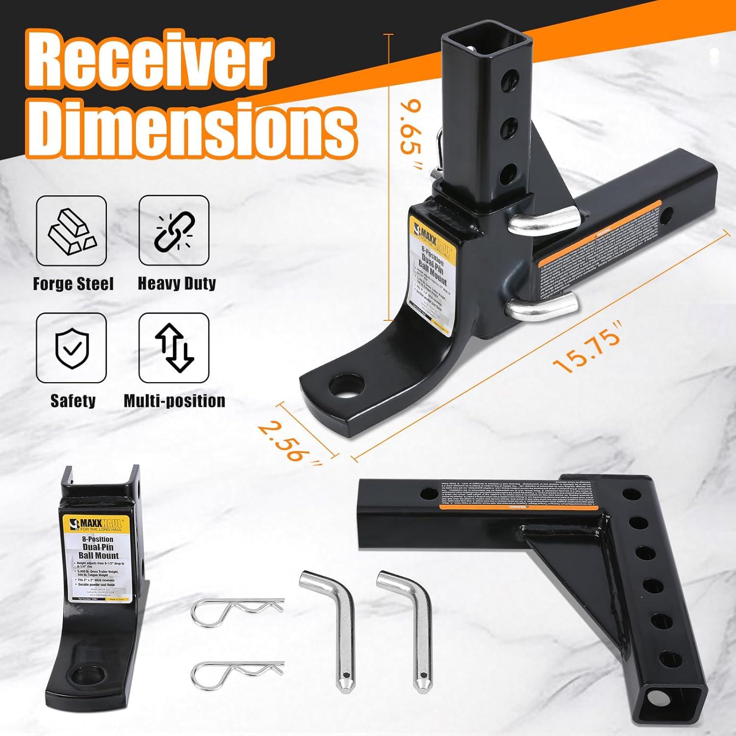 Enganche de Remolque MaxxHaul 70067 Ajustable 8 Posiciones 2267 kg