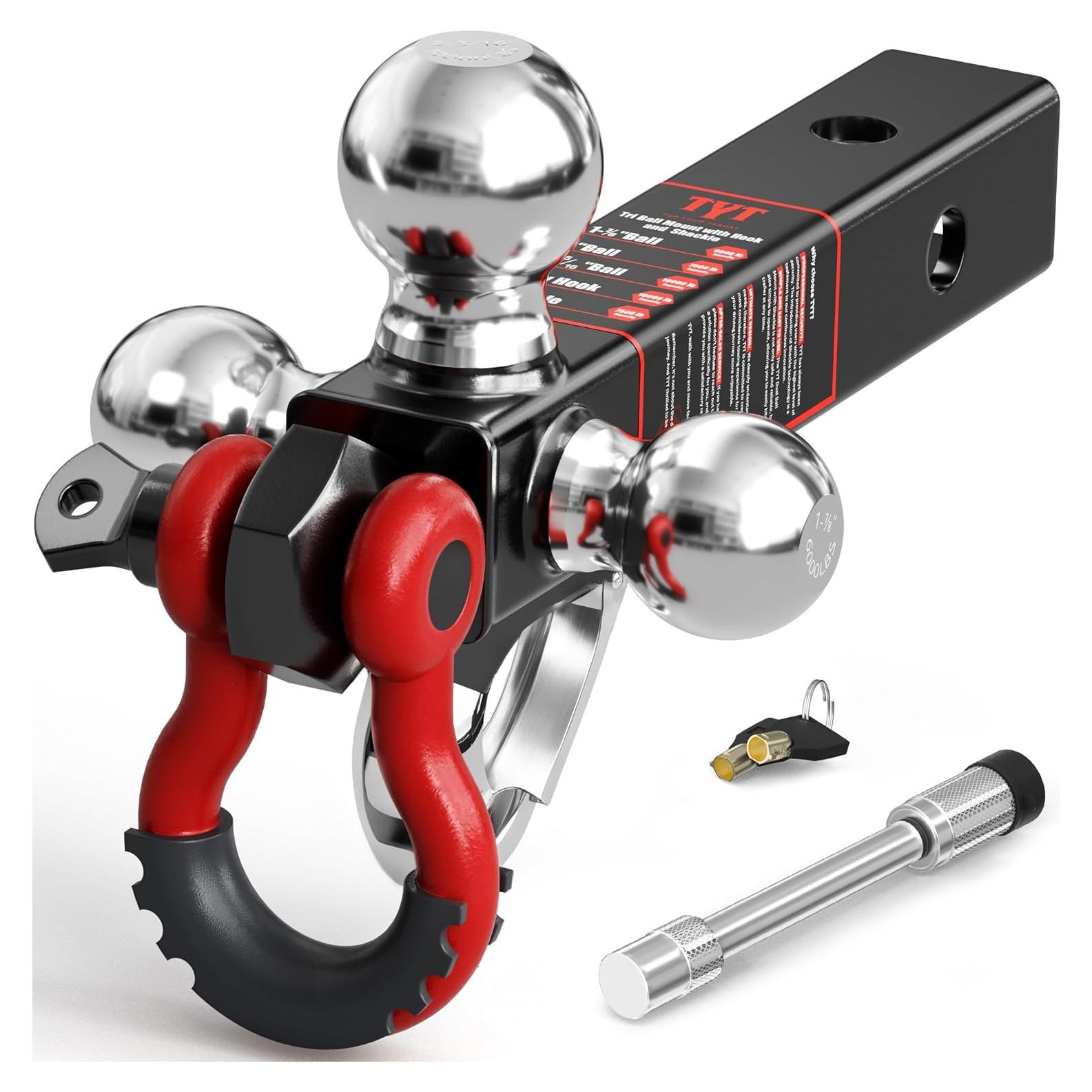Enganche de Remolque TYT Tri Ball Hitch 5 en 1 con Cerradura