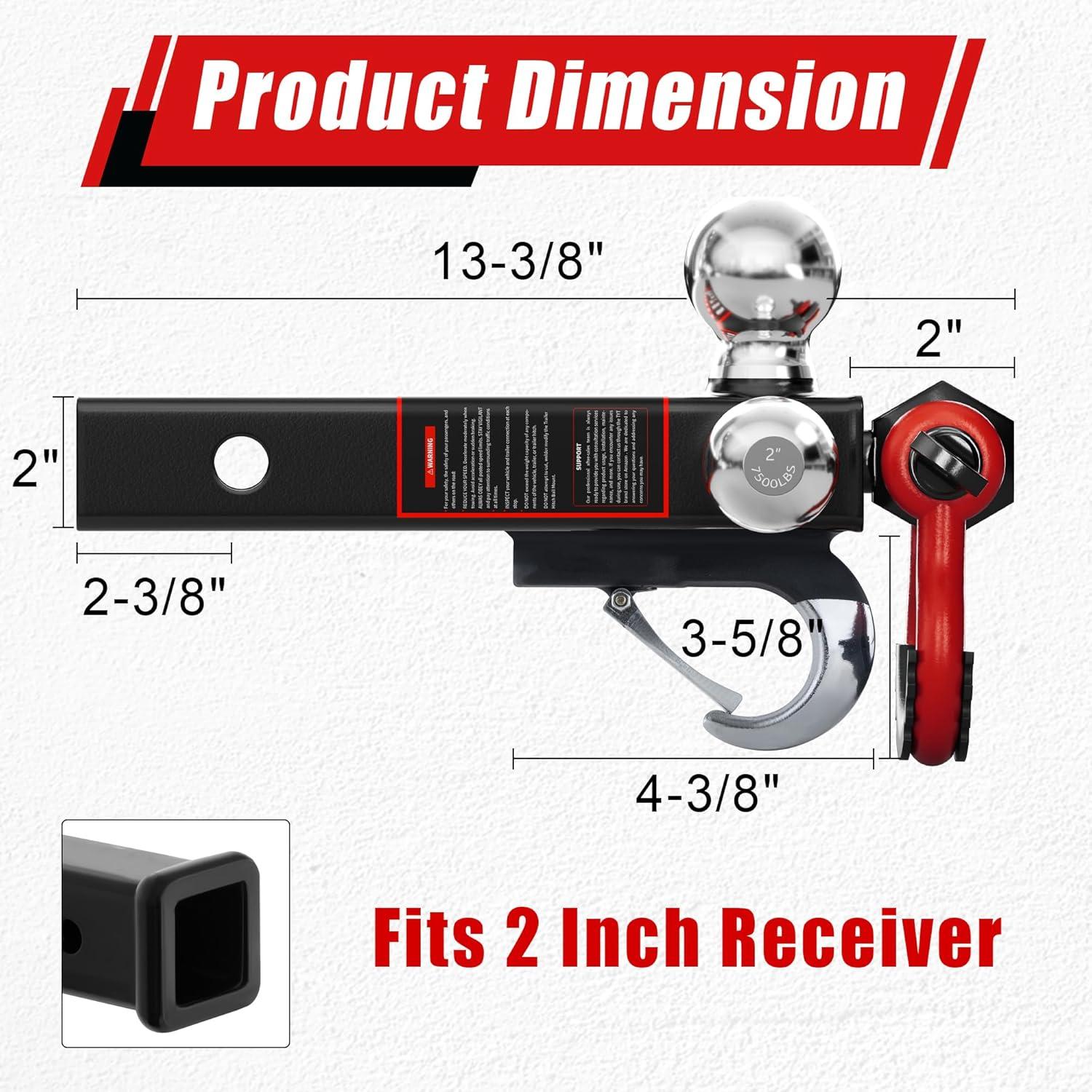 Enganche de Remolque TYT Tri Ball Hitch 5 en 1 con Cerradura