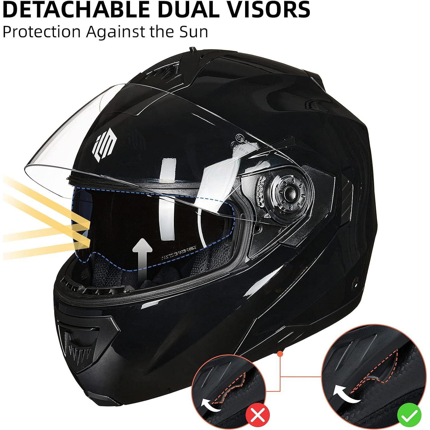 Casco de Moto ILM DP998 Modular Doble Visera Negro M
