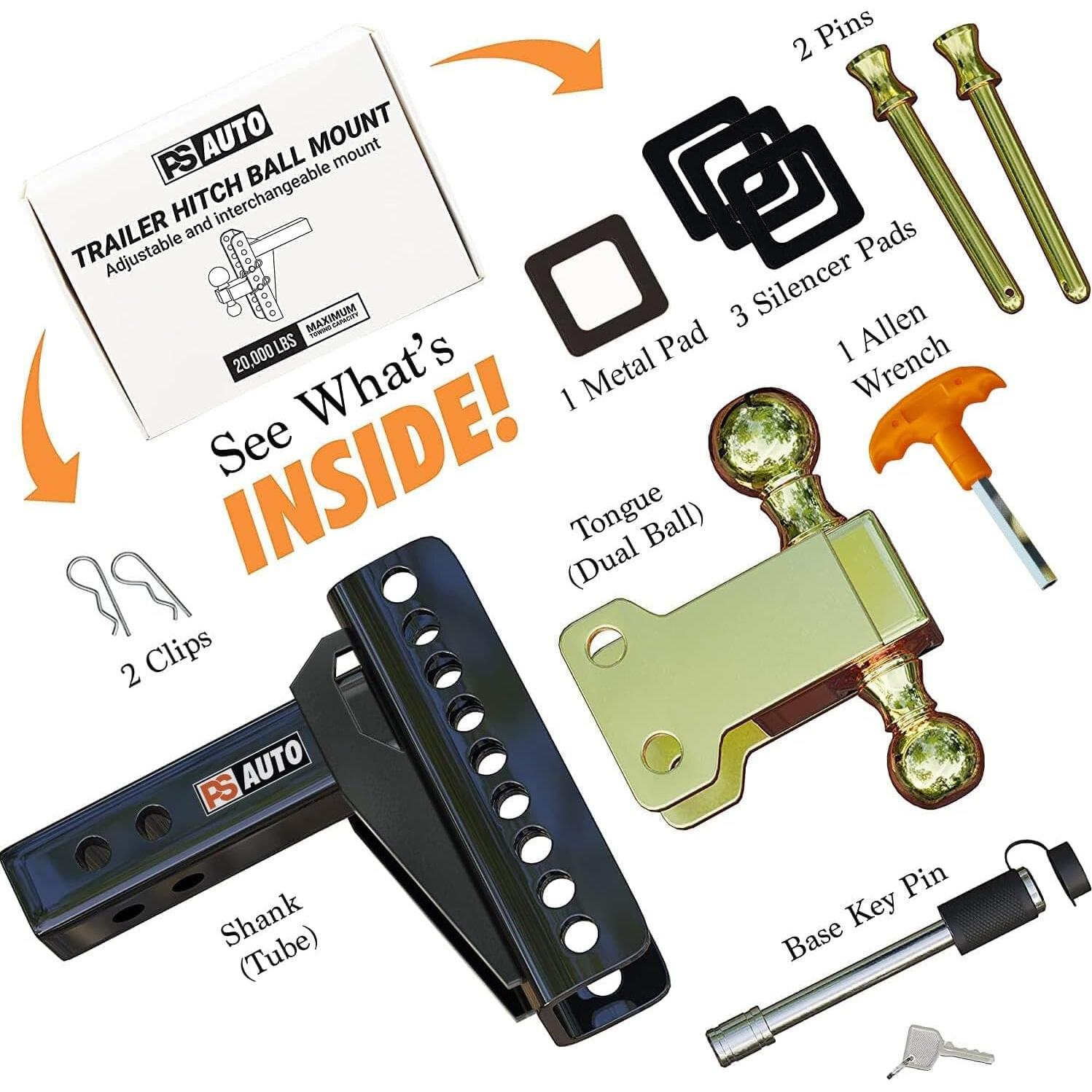 Enganche de Remolque Ajustable PSAUTO 20,000 LBS Acero 6"