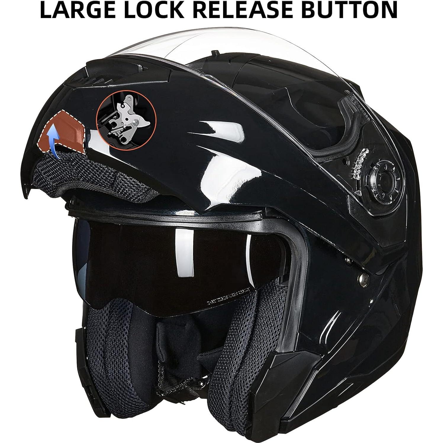 Casco de Moto ILM DP998 Modular con Doble Visera Negro M