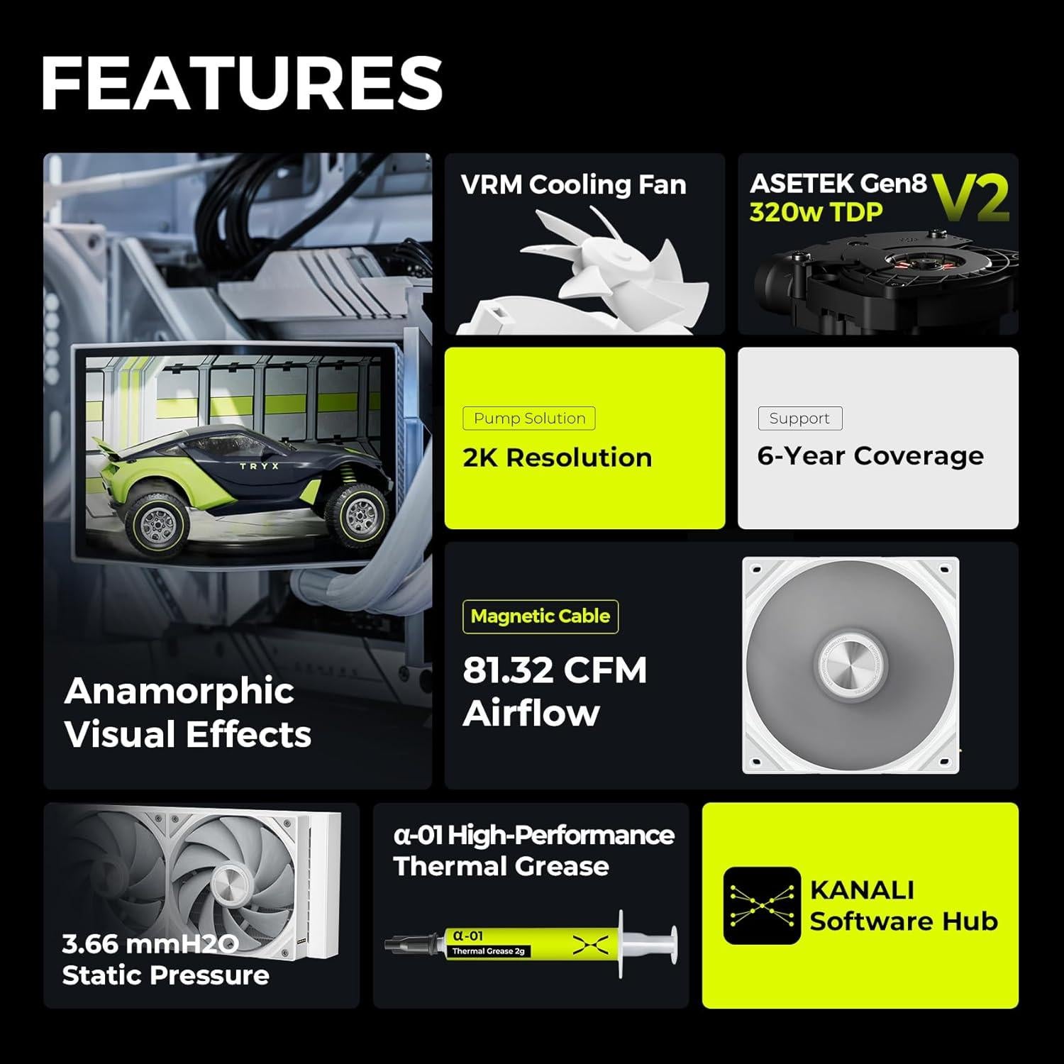 Enfriador AIO TRYX Panorama 360 Blanco 360mm con Pantalla AMOLED