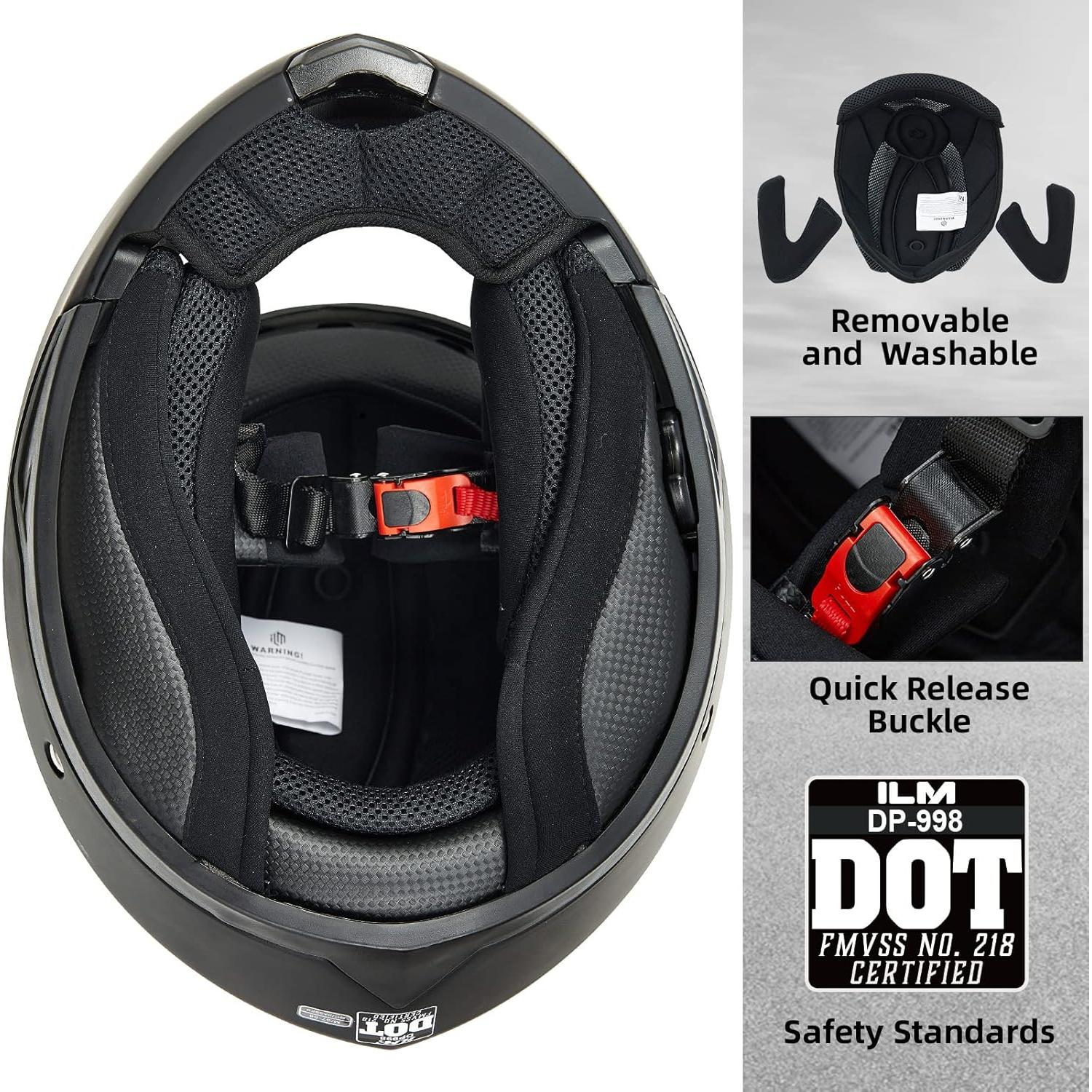 Casco de Moto ILM DP998 Modular Doble Visor Ventilado Mediano