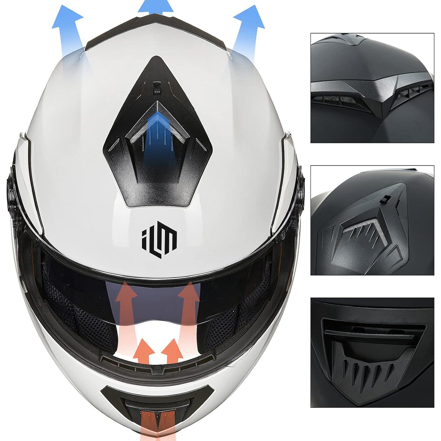 Casco de Moto ILM DP998 Modular Doble Visor Ventilado XL Blanco
