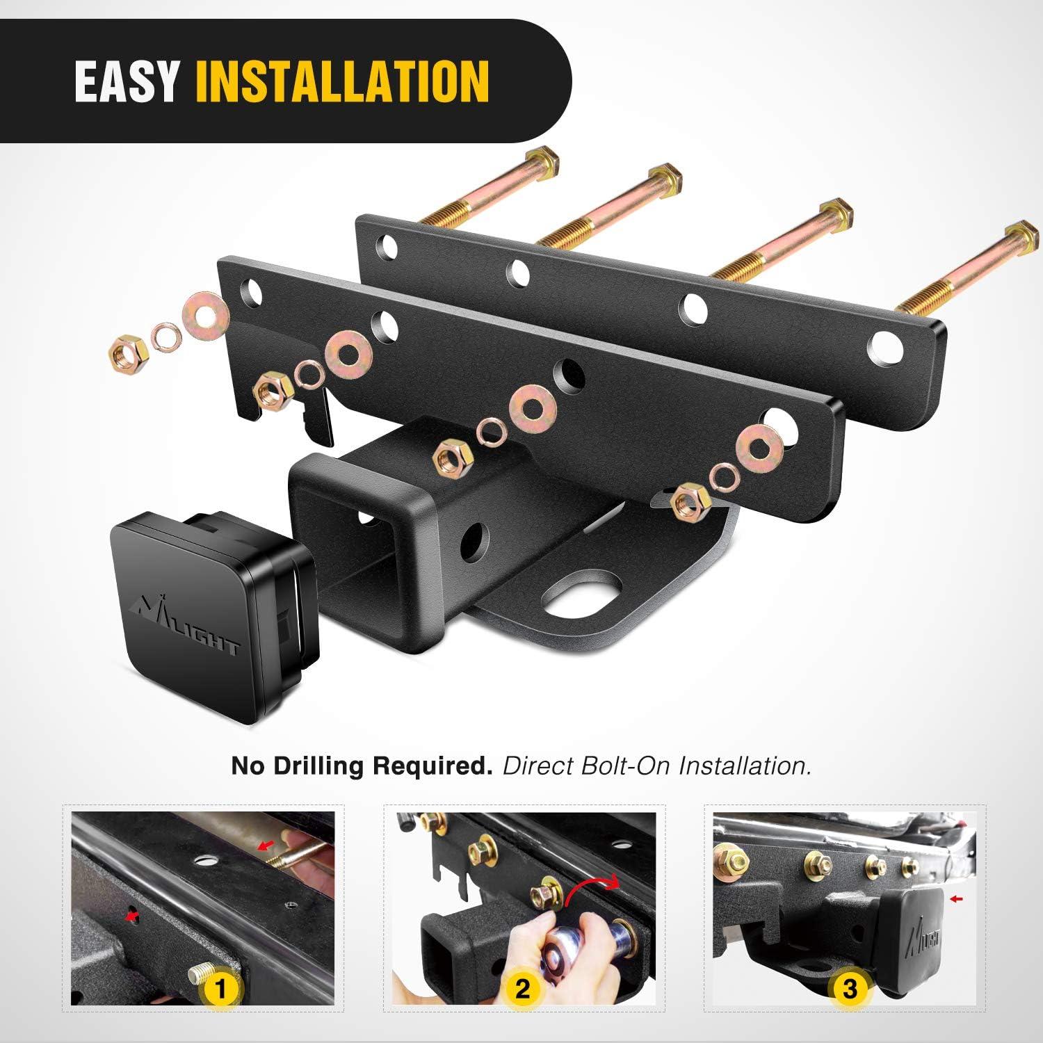 Enganche Receptor Trasero Nilight JK-61A 2" para Jeep Wrangler 2007-2018