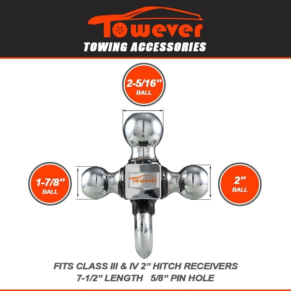 Enganche de Remolque Towever 84180 Tri Ball 3 Bolas 2"