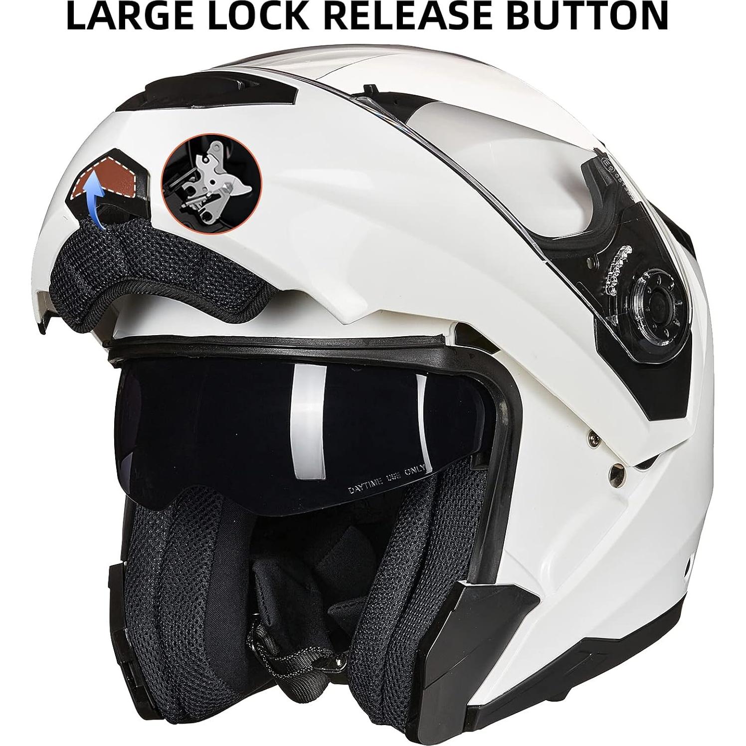 Casco de Moto ILM DP998 Modular Doble Visera Blanco Pequeño
