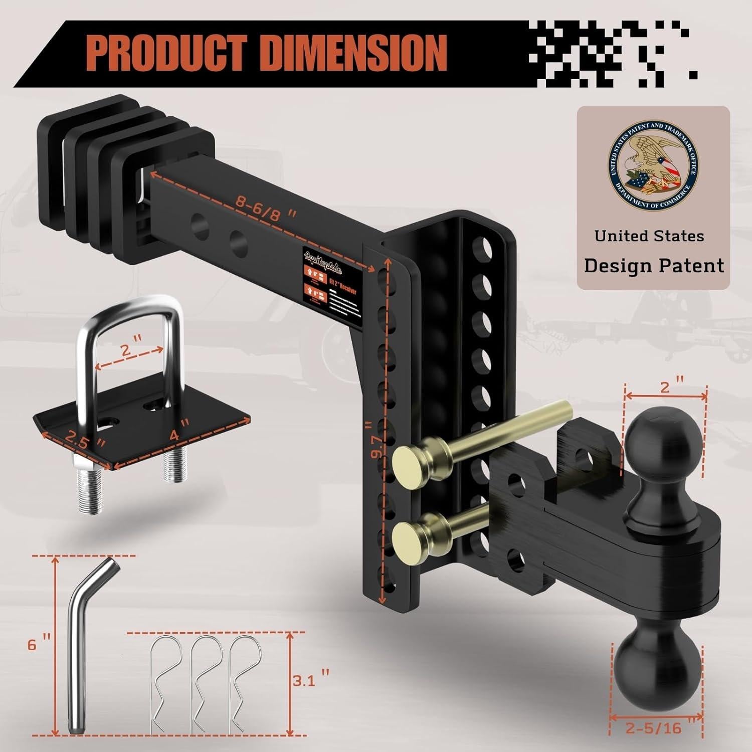 Enganche de Remolque Ajustable Aquilaplain 25000 lbs 6"