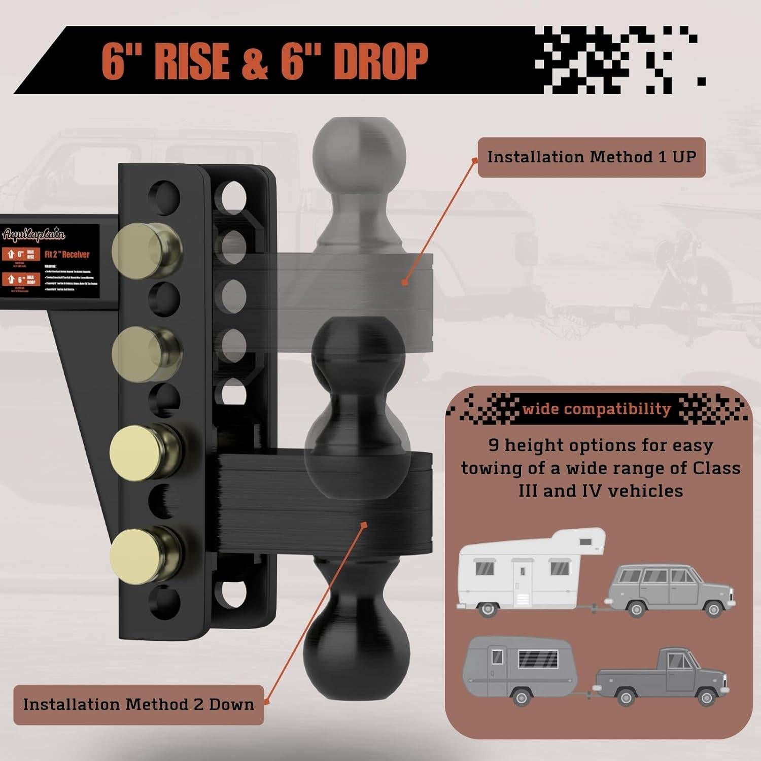 Enganche de Remolque Ajustable Aquilaplain 25000 lbs 6"