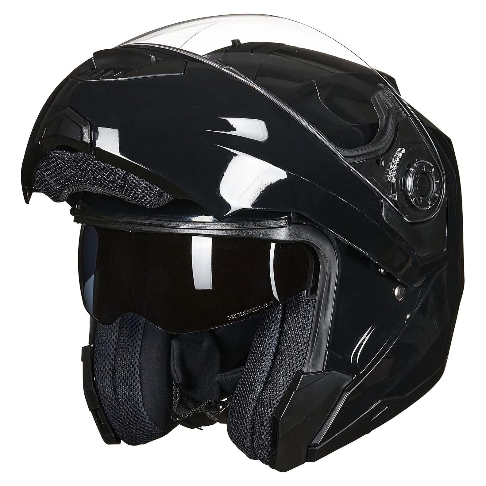 Casco de Moto ILM DP998 Modular Doble Visor Negro Brillante