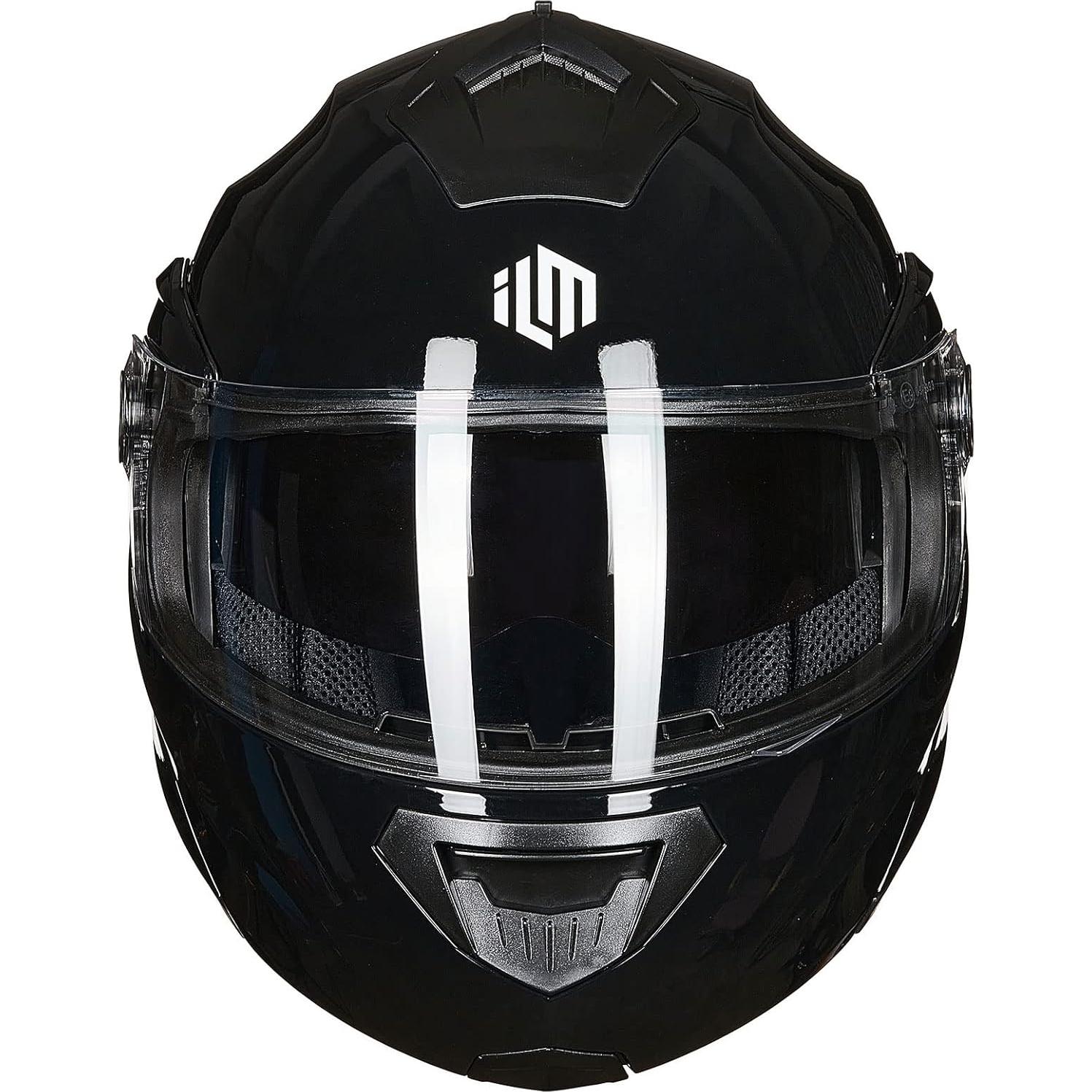 Casco de Moto ILM DP998 Modular Doble Visor Negro Brillante