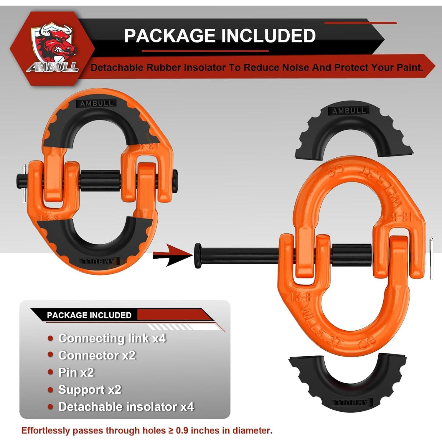 Conector de Cadena de Seguridad AMBULL G80 1/2" 5443 kg Naranja