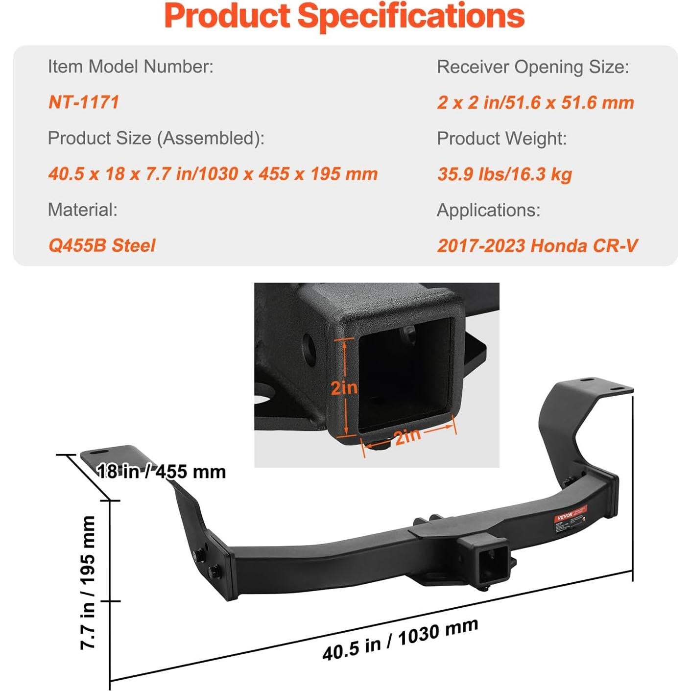 Enganche de Remolque VEVOR Clase 3 para Honda CR-V 2017-2023