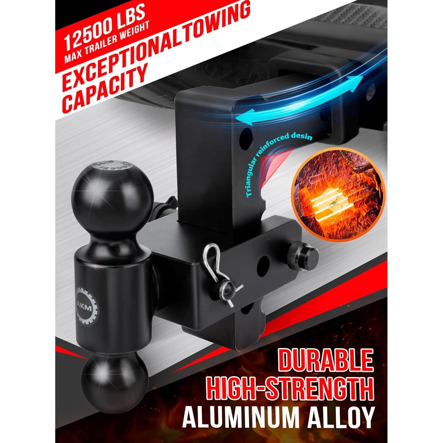 Enganche de Remolque Ajustable AKM 6" Aluminio 12,500 LBS