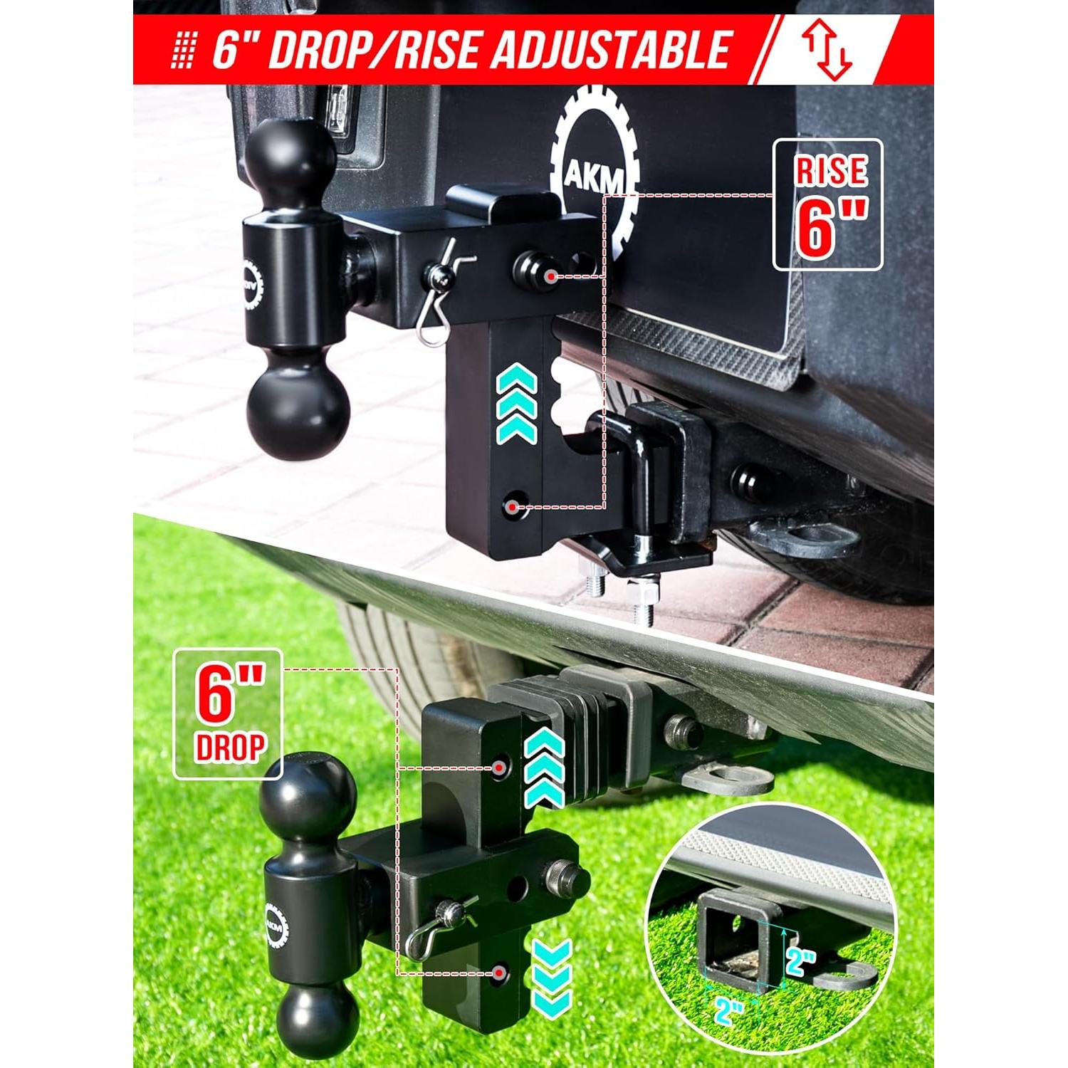 Enganche de Remolque Ajustable AKM 6" Aluminio 12,500 LBS