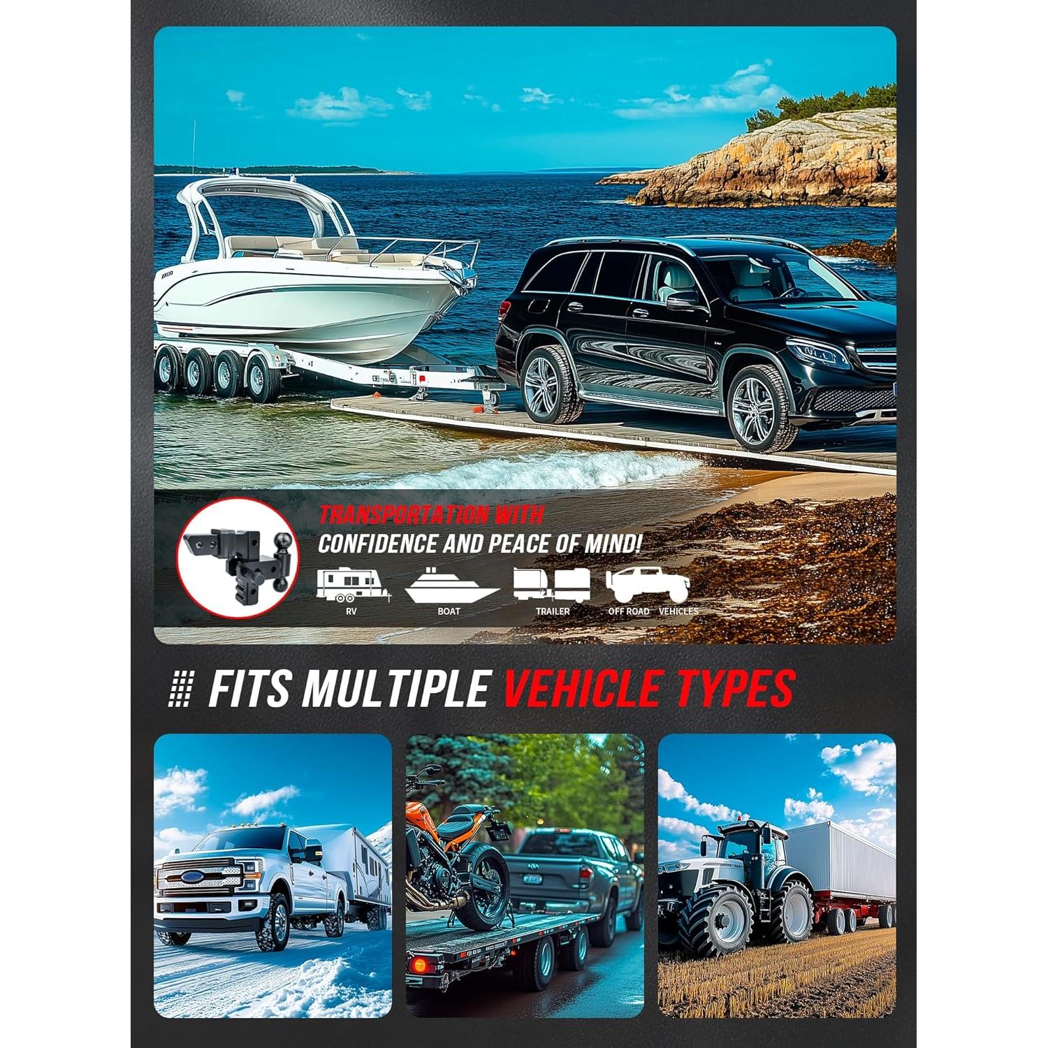 Enganche de Remolque Ajustable AKM 6" Aluminio 12,500 LBS