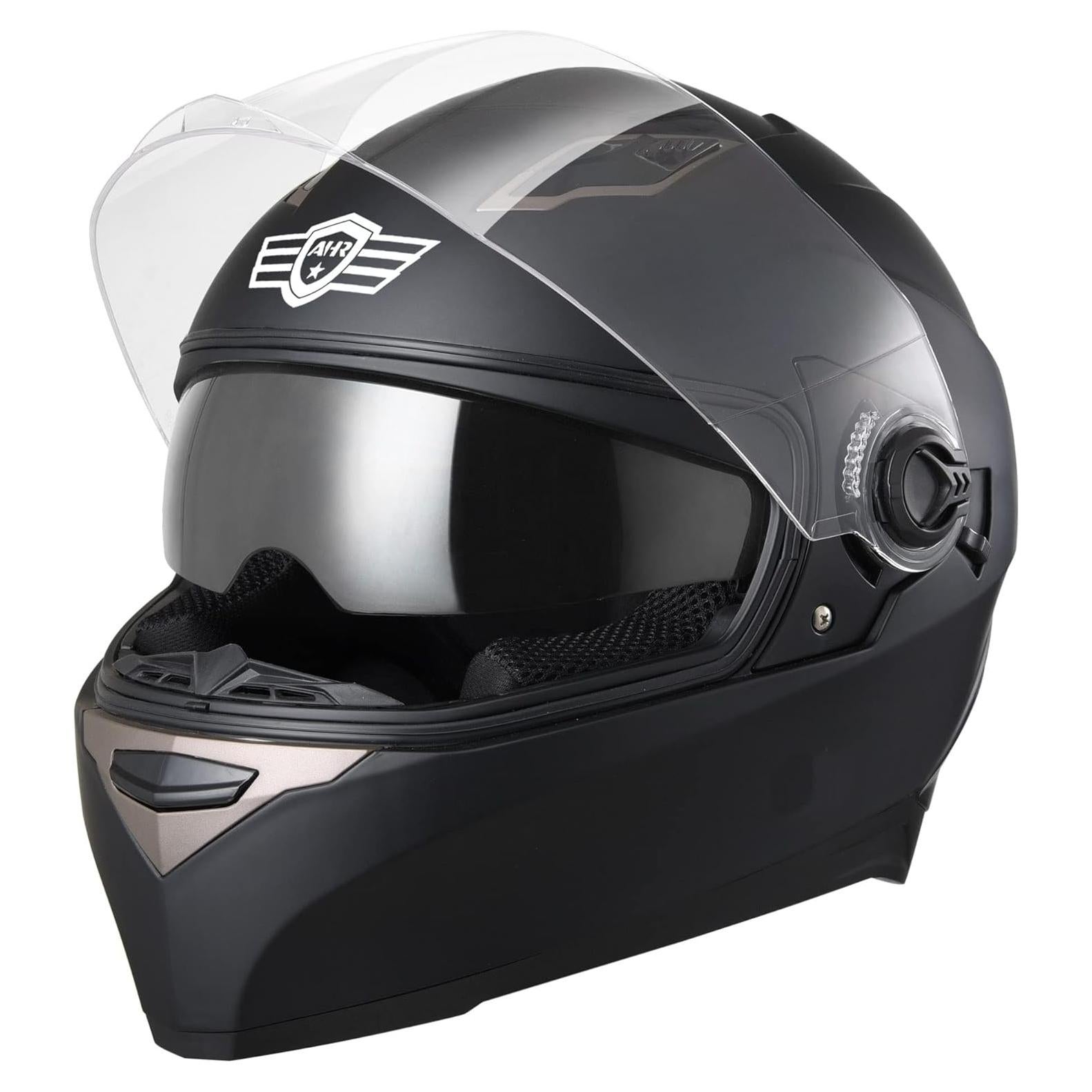 Casco AHR RUN-F1 Negro Mate Doble Visor Ligero DOT