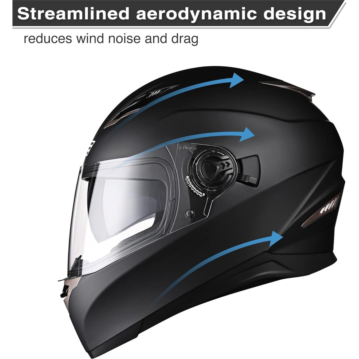 Casco AHR RUN-F1 Negro Mate Doble Visor Ligero DOT
