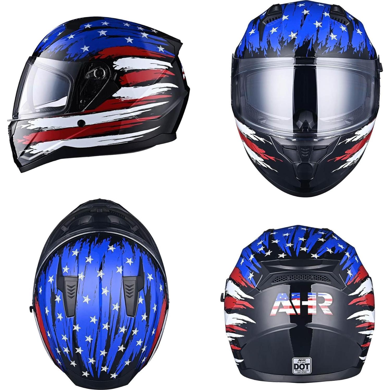 Casco AHR RUN-F1 para motocicleta, ligero, doble visor